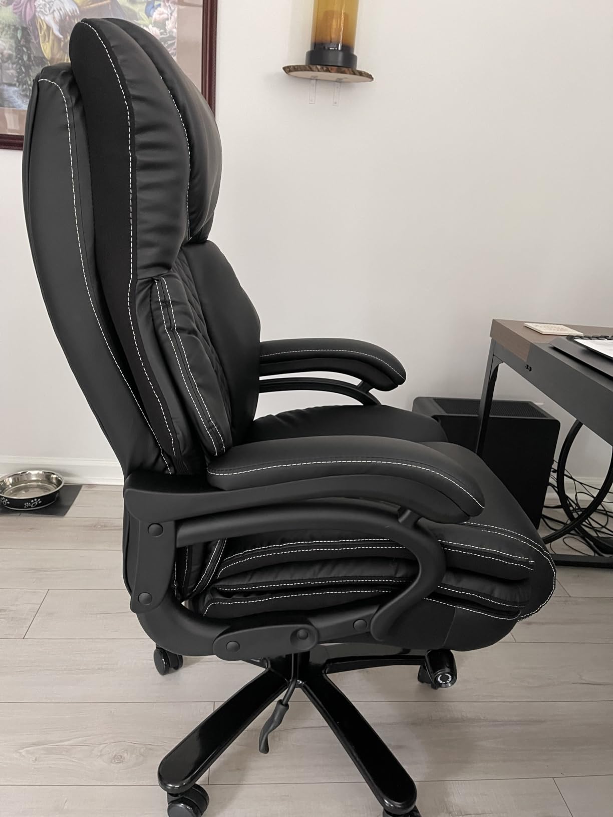 650lbs Large Big and Tall Office Chair for Heavy People with Adjustment Lumbar Support, Comfy Padded Heavy Duty Leather Executive Office Chair with Quiet Rubber for Adults customer photo 2