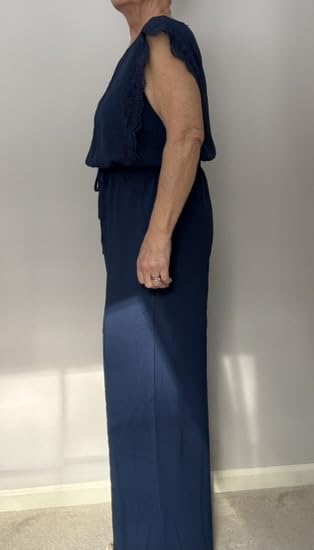 Jumpsuits for Women Lace Cap Sleeve Wide Leg Romper customer photo 1