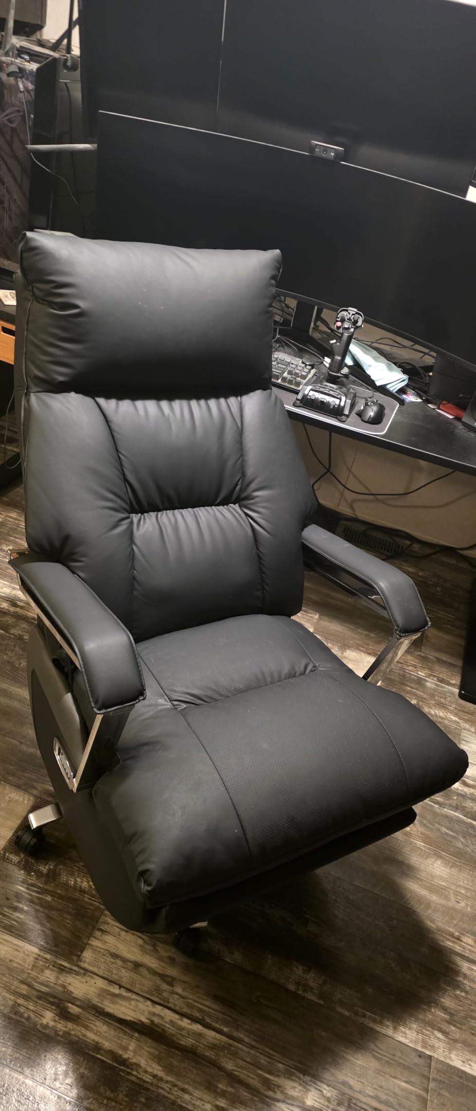 OKUP M80A Dual Motor Electric Executive Office Chair with Heat Massage Ventilation, Comfortable Reclining Office Chair Wide Seat, Ergonomic Leather Home Office Desk Chair (Black) customer photo 2