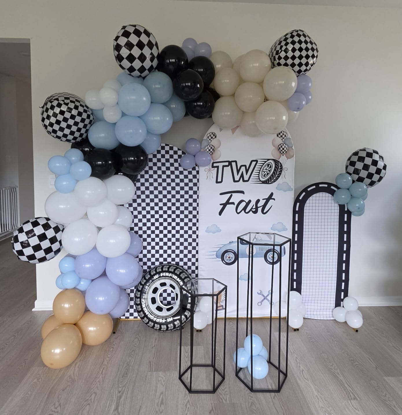 Cylinder Pedestal Stand for Party: 23.6/29.5/35.4in Hexagon Gold | Tall Stable Easy-assembly Stands, With Acrylic Panel, Space-saving for Indoor Outdoor Wedding Birthday Party customer photo 2