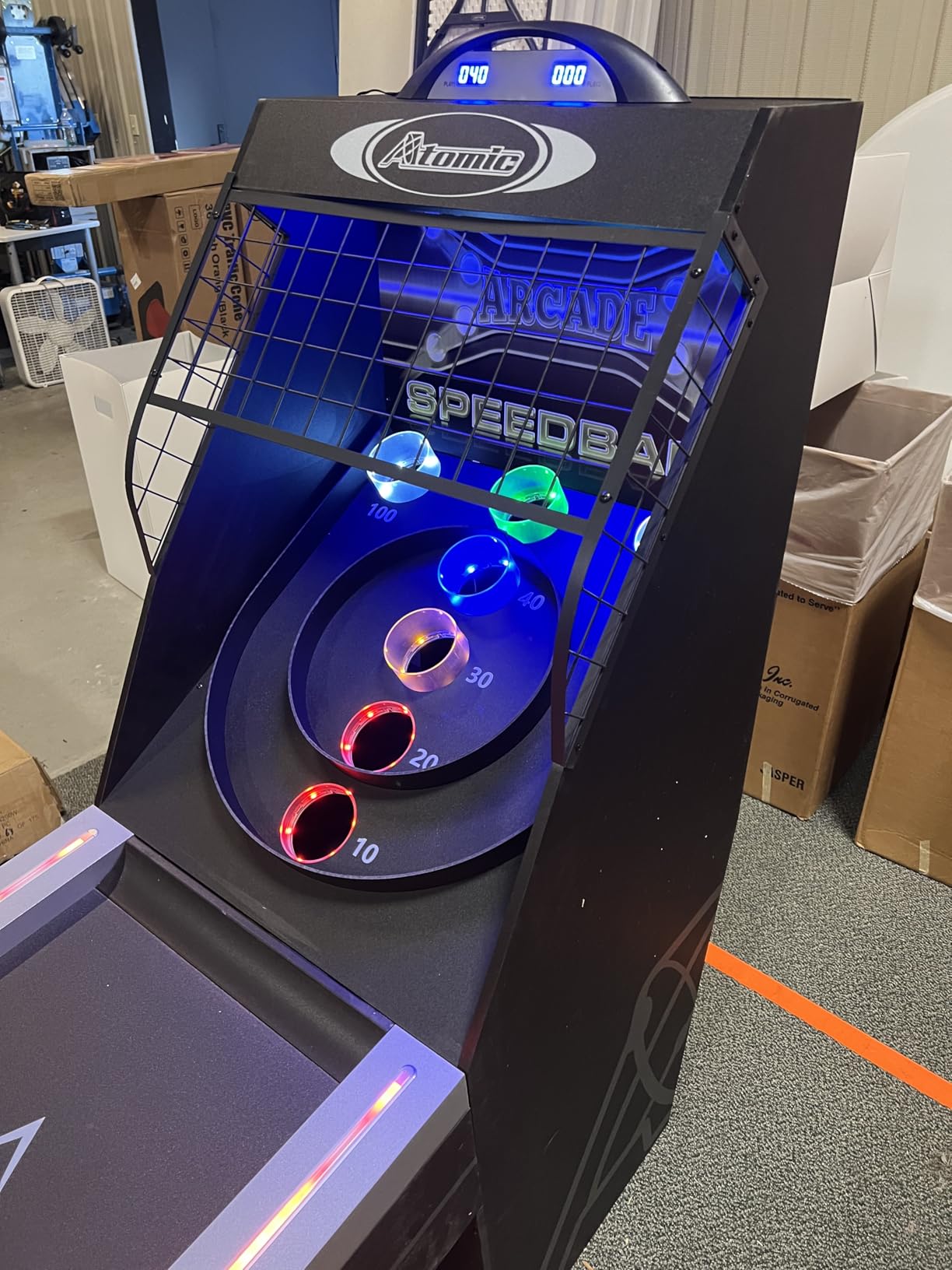 Atomic 9-Foot Prism Shot LED Speedball Arcade Game Table - Skeeball-Style LED Scoring with Lighted Rails & Target, Electronic Scoreboard & Sound Effects - Automatic Ball Return customer photo 1