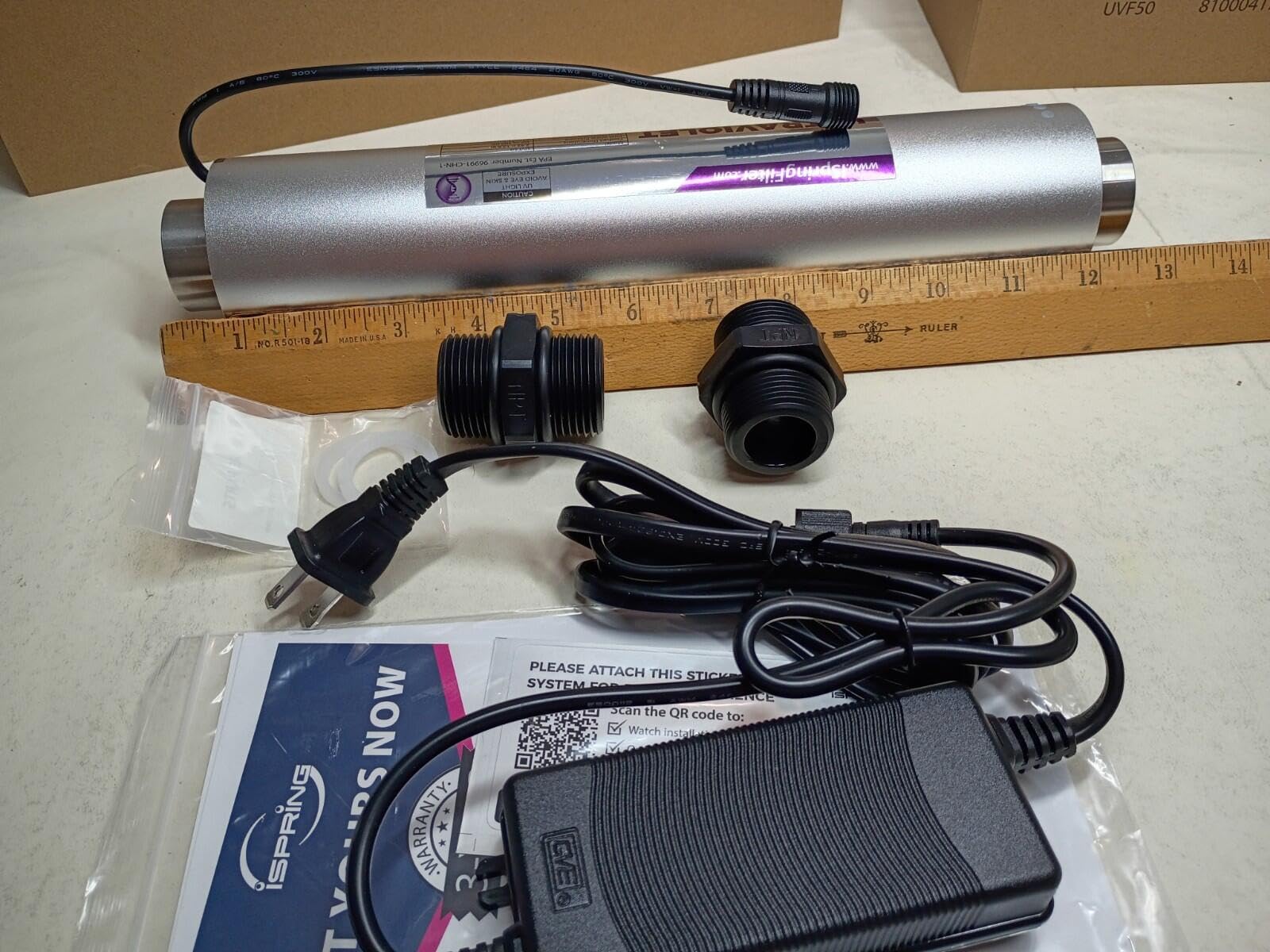 iSpring UVF50 Whole House LED UV Water Filter, 1