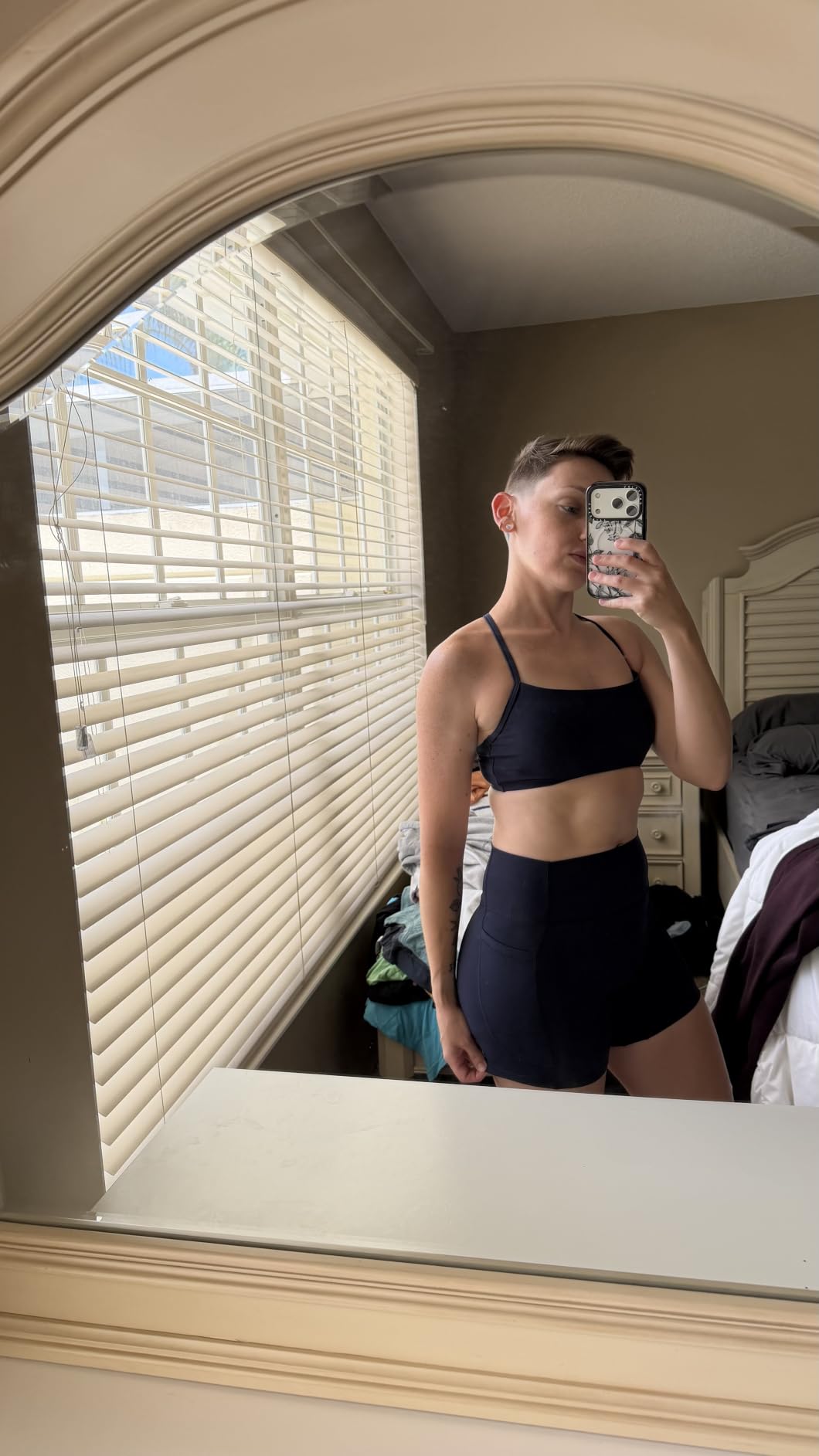 Women 2 Piece Workout Sets Padded Halter Sports Bras High Waisted Biker Shorts with Pockets customer photo 1