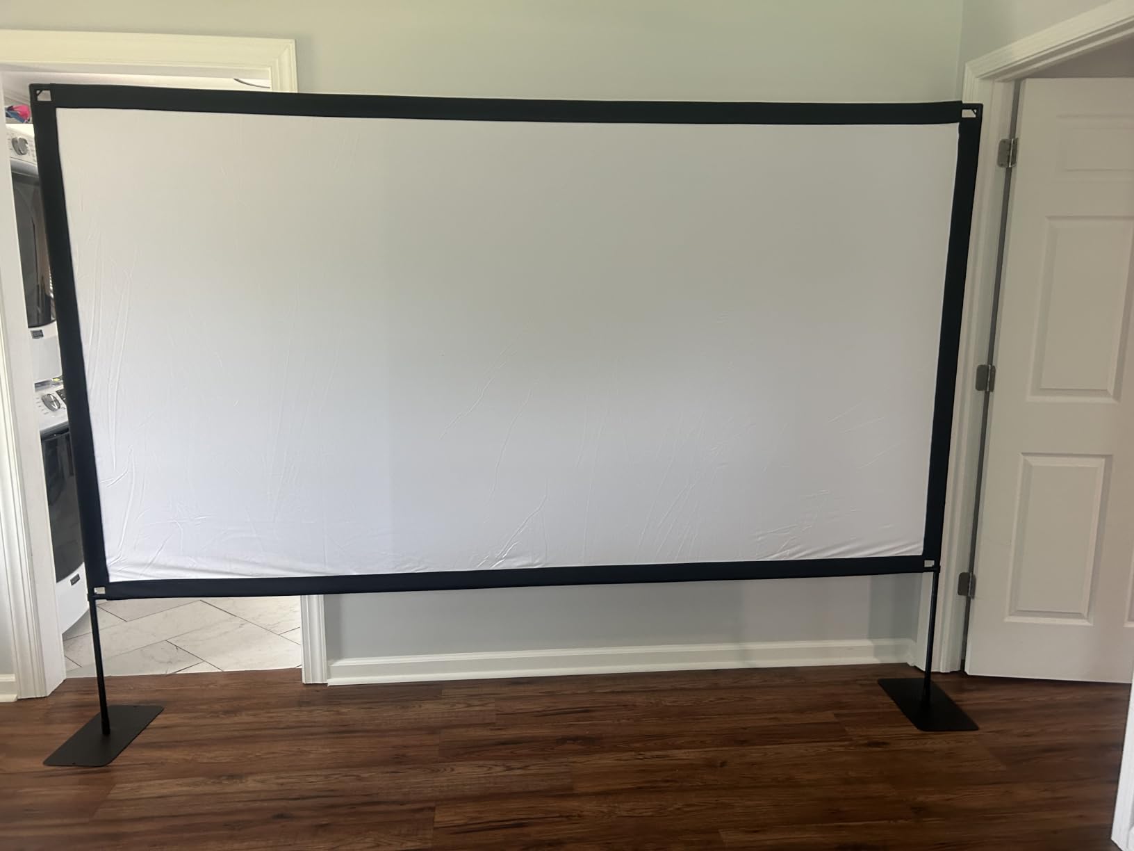 120inch Projector Screen with Stand: Portable Projector Screen Outdoor Indoor Front/Rear16:9 4K HD with Carry Bag Sandbag- Movie Screen for Backyard Moive Night, Camping, Theater customer photo 1