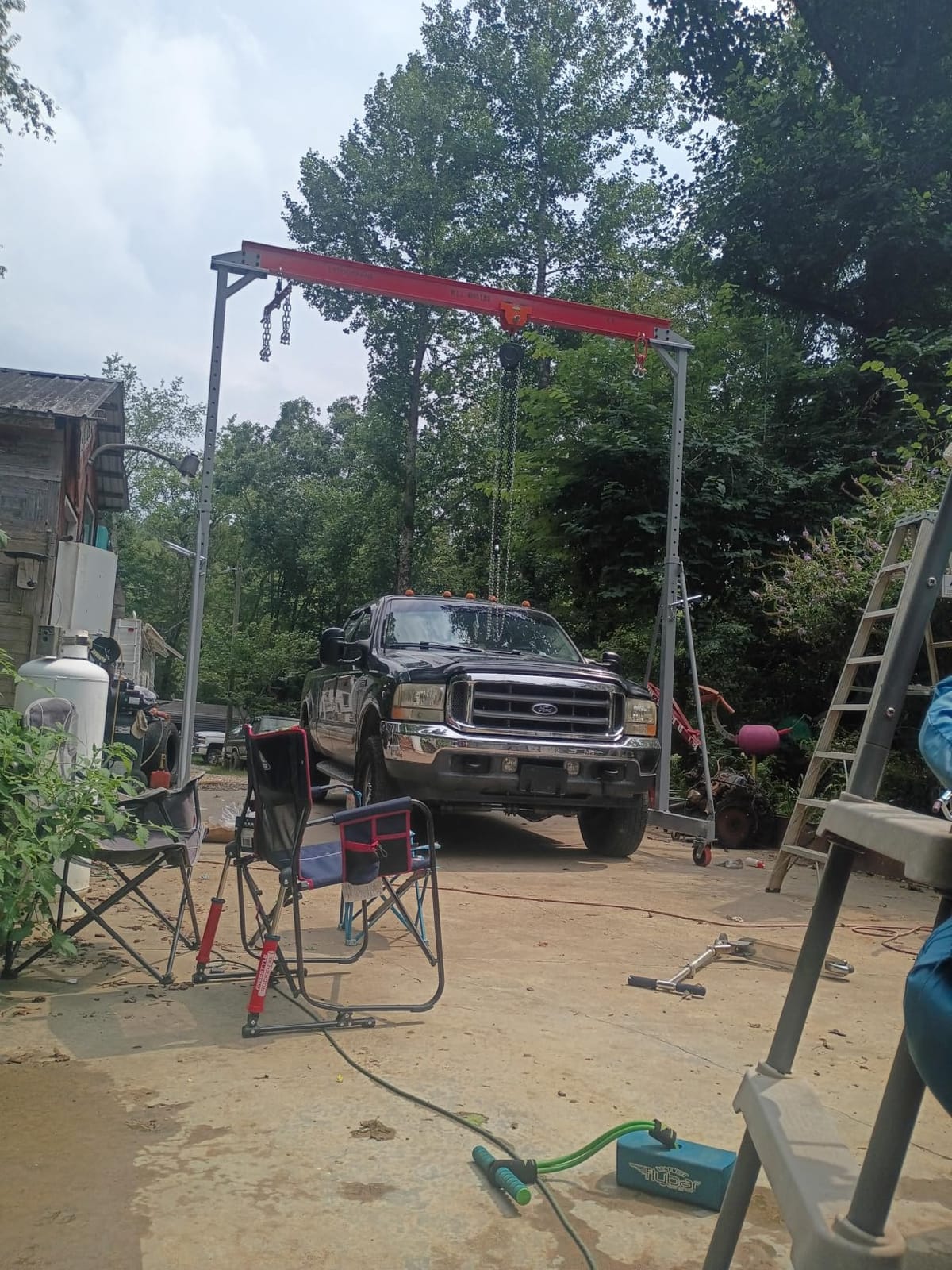 Width 12.5FT Adjustable Gantry Crane 4000 LBS, Wide Adjustable 9.5 FT ~ 11 FT ~ 12.5 FT, Height Adjustable 9.85 FT ~ 10 FT ~ 12 FT ~ 13.9 FT, 2T Portable Gantry Hoist, Garage Crane (12.5 FT) | Extra Large Size customer photo 1