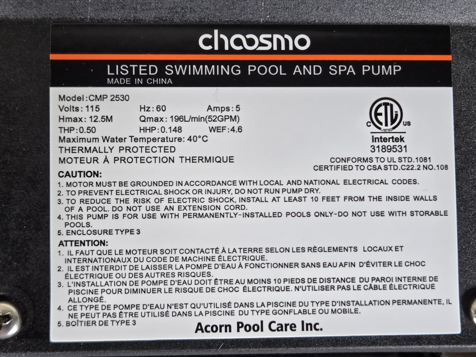 1/2 HP Above Ground Pool Pump, 3120 GPH 115V Self-Priming Sand Filter Pump Replacement with Filter Basket, High-Flow Swimming Pool Circulation Pump with 1.25/1.5 in Hose Adapters customer photo 1