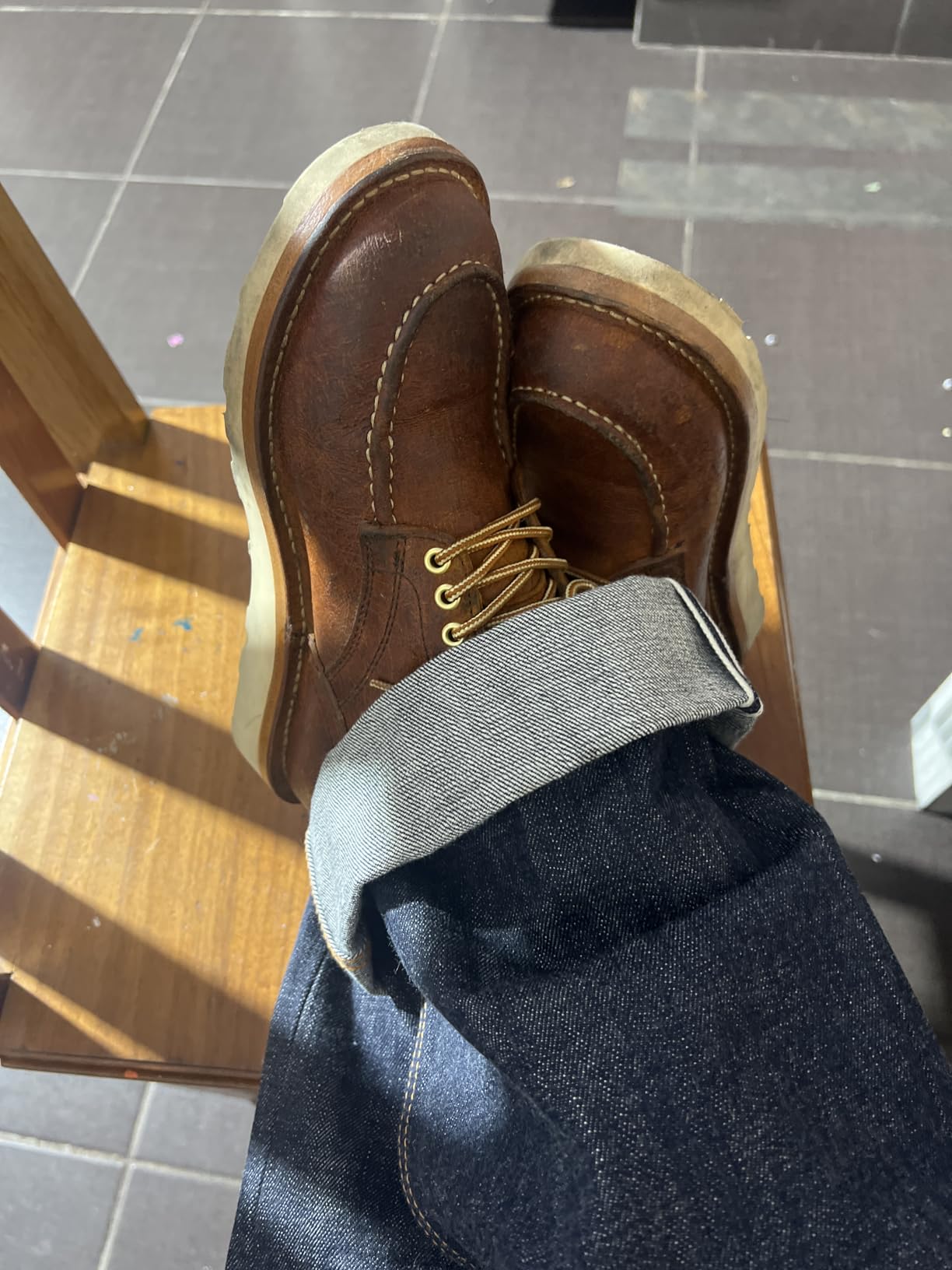 Red Tornado Vintage 16.5oz Men's Jeans Regular Fit Straight Leg Heavyweight | Raw Selvedge Denim Pants Buckle Back Belted,Undesized Selvage Denim indigo,Paris Buckle,retro casual wear,natural fading jean customer photo 1