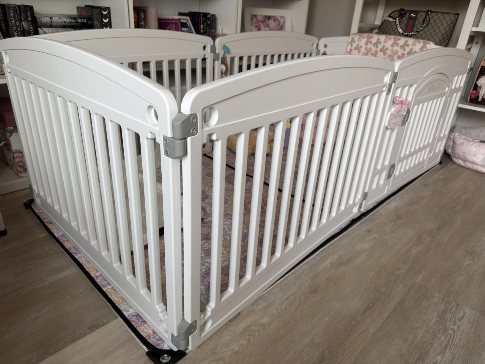 NEWBULIG Dog Playpen 4-Panel, 24IN Puppy Playpen, Stable Dog Play Pen Indoors/Outdoor with Secure Locking Door, Plastic Pet Fence for Small & Medium Dogs customer photo 2