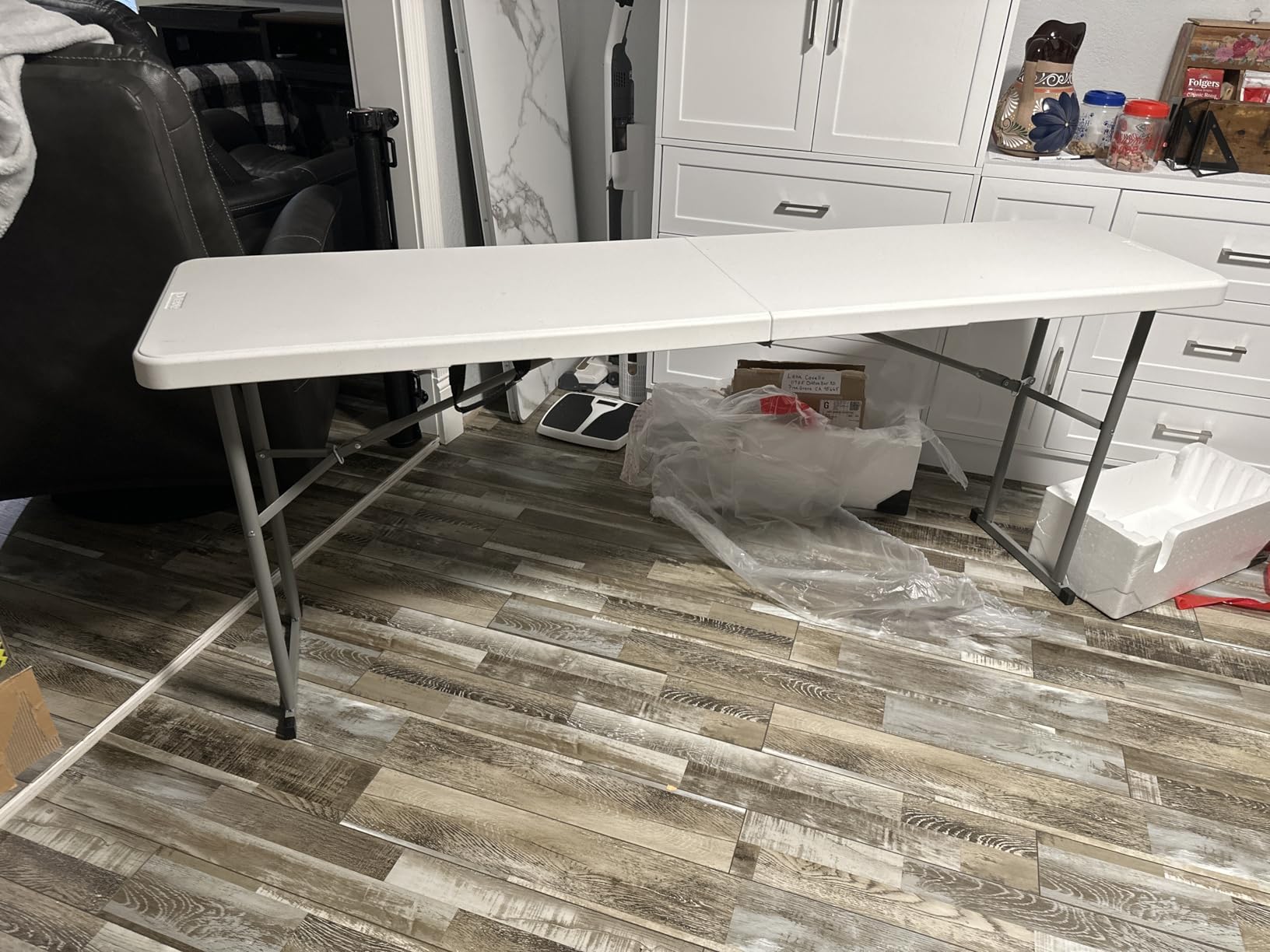 Byliable Folding Table 6FT Narrow Portable Plastic Heavy Duty Table, White | Space-Saving Foldable Design, Fold-in-Half, HDPE Tabletop, Carrying Handle, Indoor Outdoor for Training, Buffet, Party customer photo 1