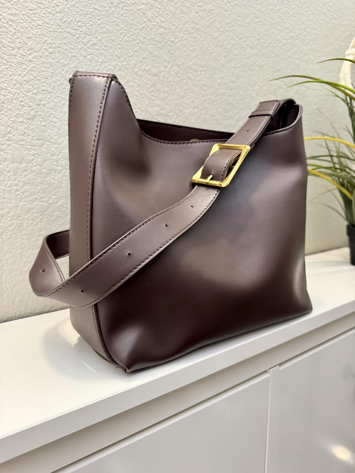 Bucket Bags for Women Medium Vegan Leather Tote with Adjustable Strap Small Pouch Designer Handbags Travel Work Purse customer photo 2