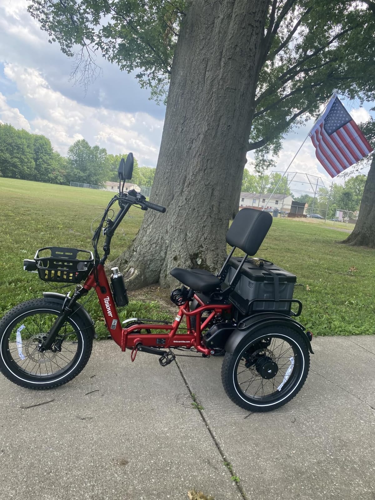 Full Suspension Folding Electric Tricycle for Adults, Aluminum Alloy, Torque Sensor, 20MPH 100Miles 20×3 inch Fat Tire Electric Trike, 1200W 48V 20AH 3 Wheel Electric Bike, Reverse, Parking, UL customer photo 2