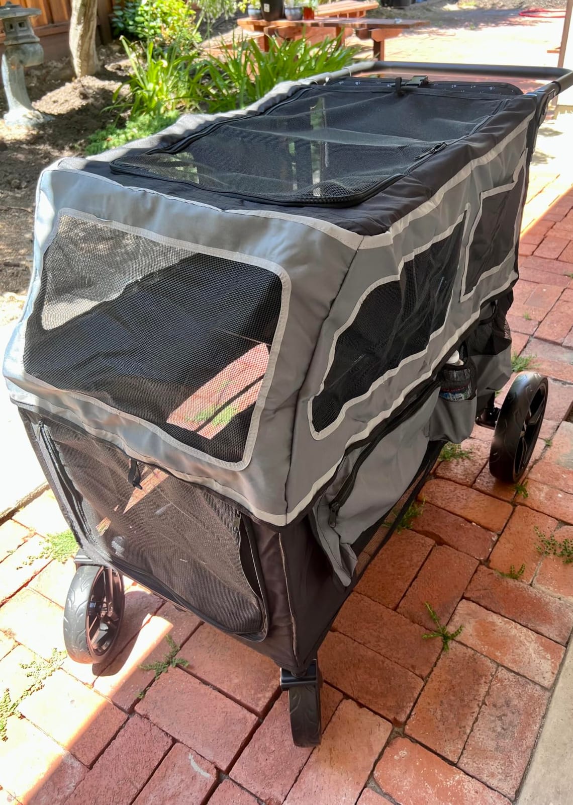 Large Dog Stroller for Medium & Large Dogs up to 350 lbs, Foldable Pet Wagon | Rear Ramp for Senior Dogs, Adjustable Handle, Washable Pad, All Terrain Wheels, Breathable Mesh Doors & Multiple Storage Pockets customer photo 1