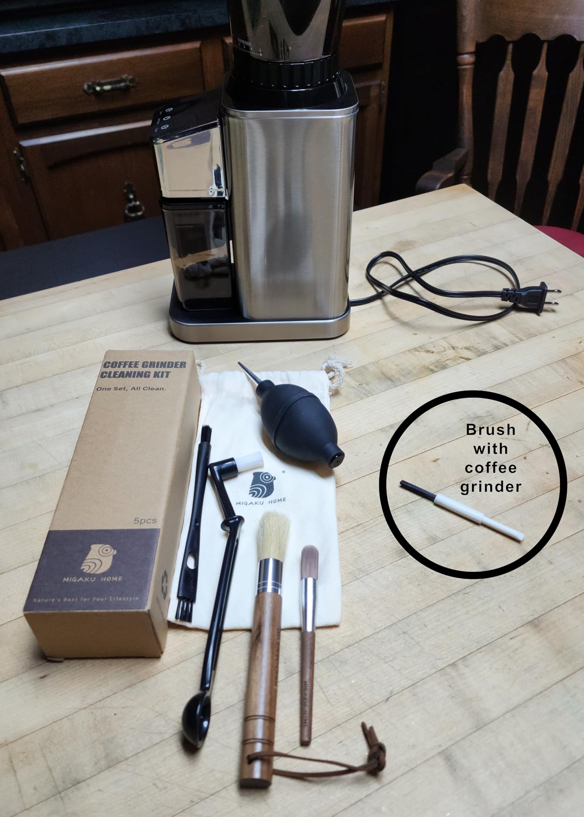 Coffee Grinder Cleaning Kit - 5Pcs Large Soft Brush, Small Hard Brush, Group Head Brush, Long-reach Brush & Air Blower for Coffee & Espresso Machine Parts & Accessories customer photo 2