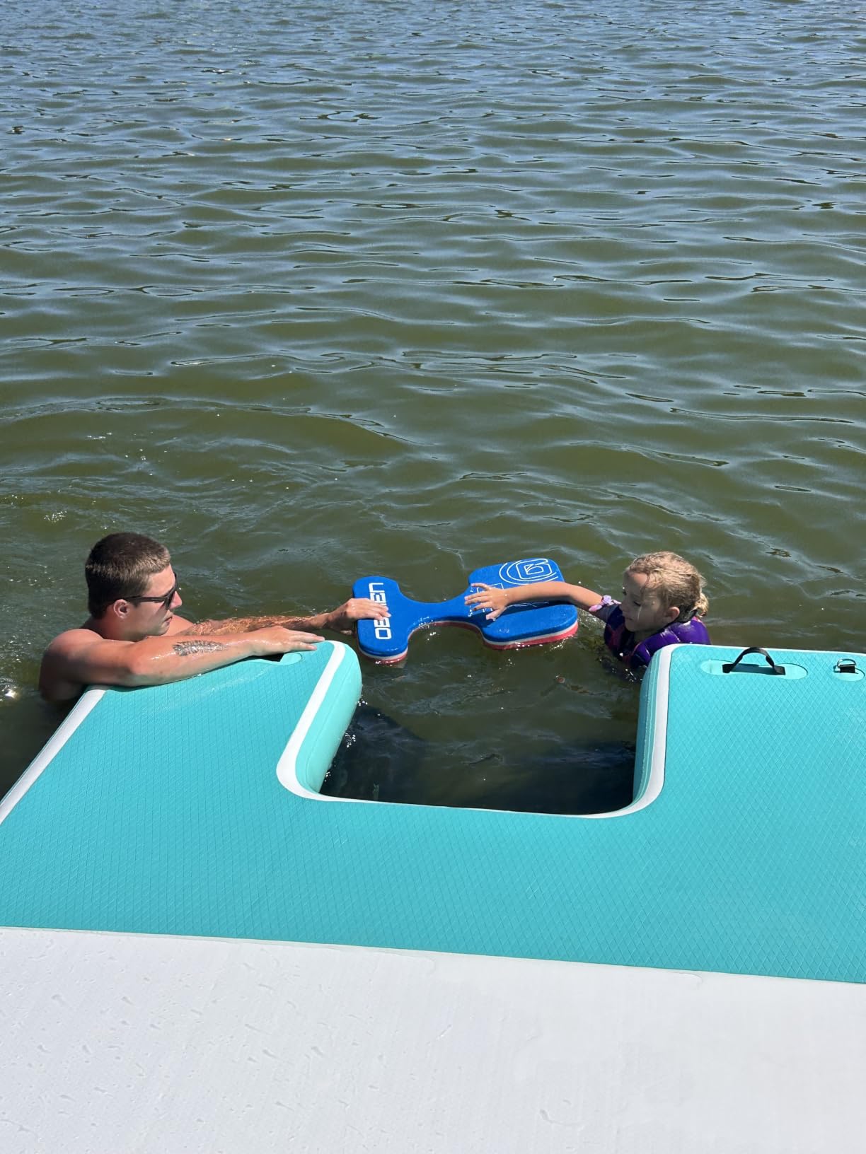 HeySplash Inflatable Floating Dock, 8×6ft Air Dock with Water Access Ramp | Floating Docks with Non-Slip EVA Surface for Lake, Pool, Boat Family Party, Up to 4-6 People customer photo 1
