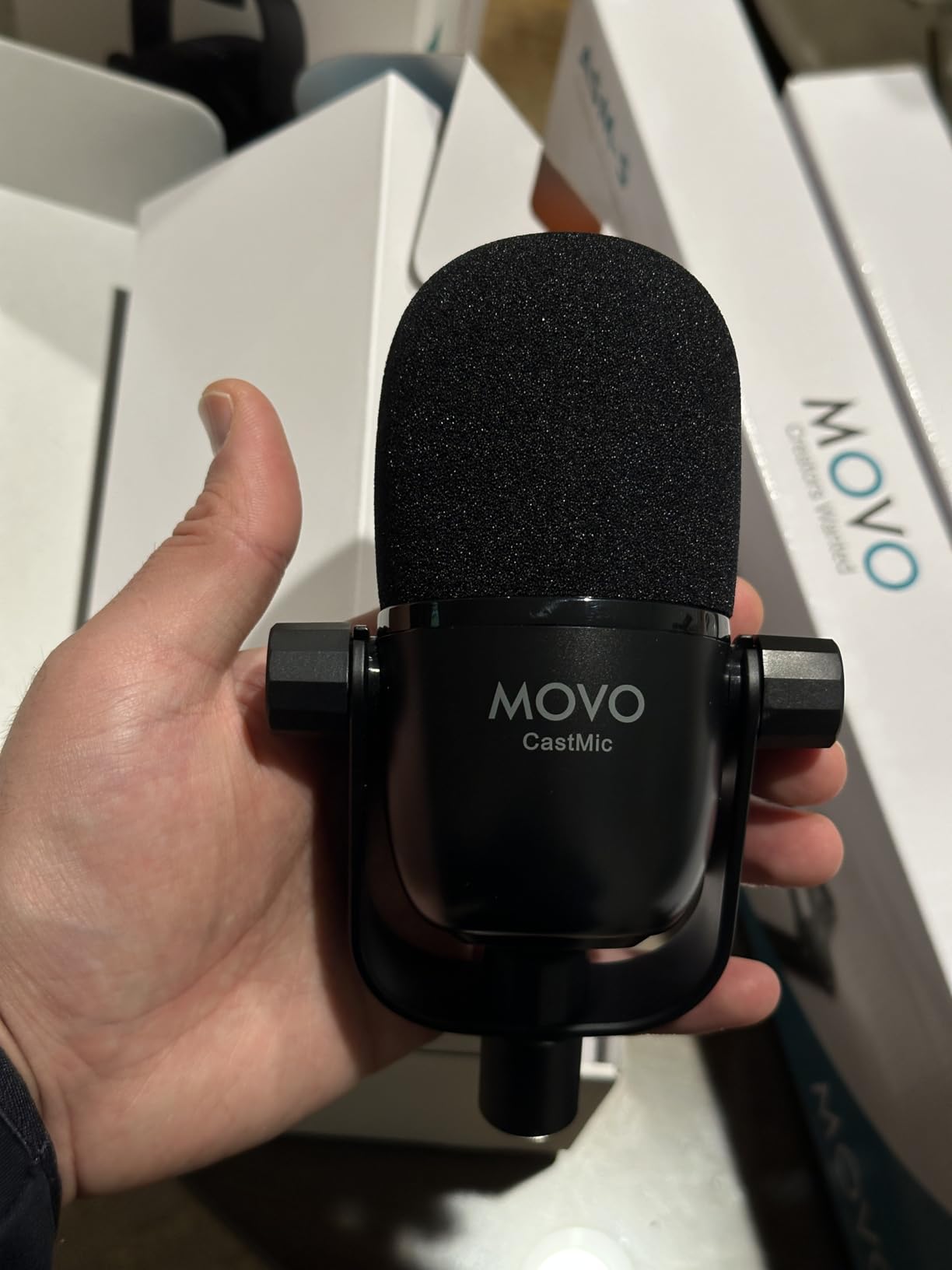 Movo 4-Person Podcast Equipment Bundle - 4-Channel USB Audio Interface, 4 CastMic Dynamic Microphones, 4 Boom Arms - Complete Recording Kit customer photo 1