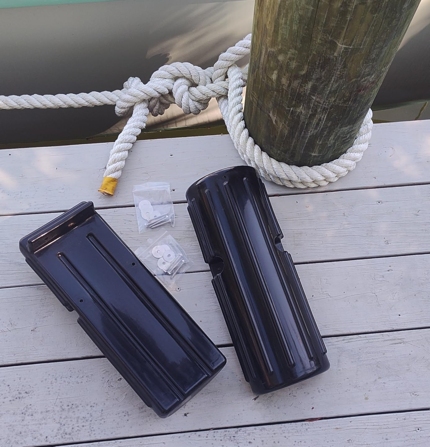 OCEANBROAD Dock Bumpers, Boat Dock Bumpers for Edge & Side | UV-Resistant PVC, Marine Fender Guard with Stainless Steel Hardware, Edge & Side Installation, Vertical Dock Protection customer photo 1