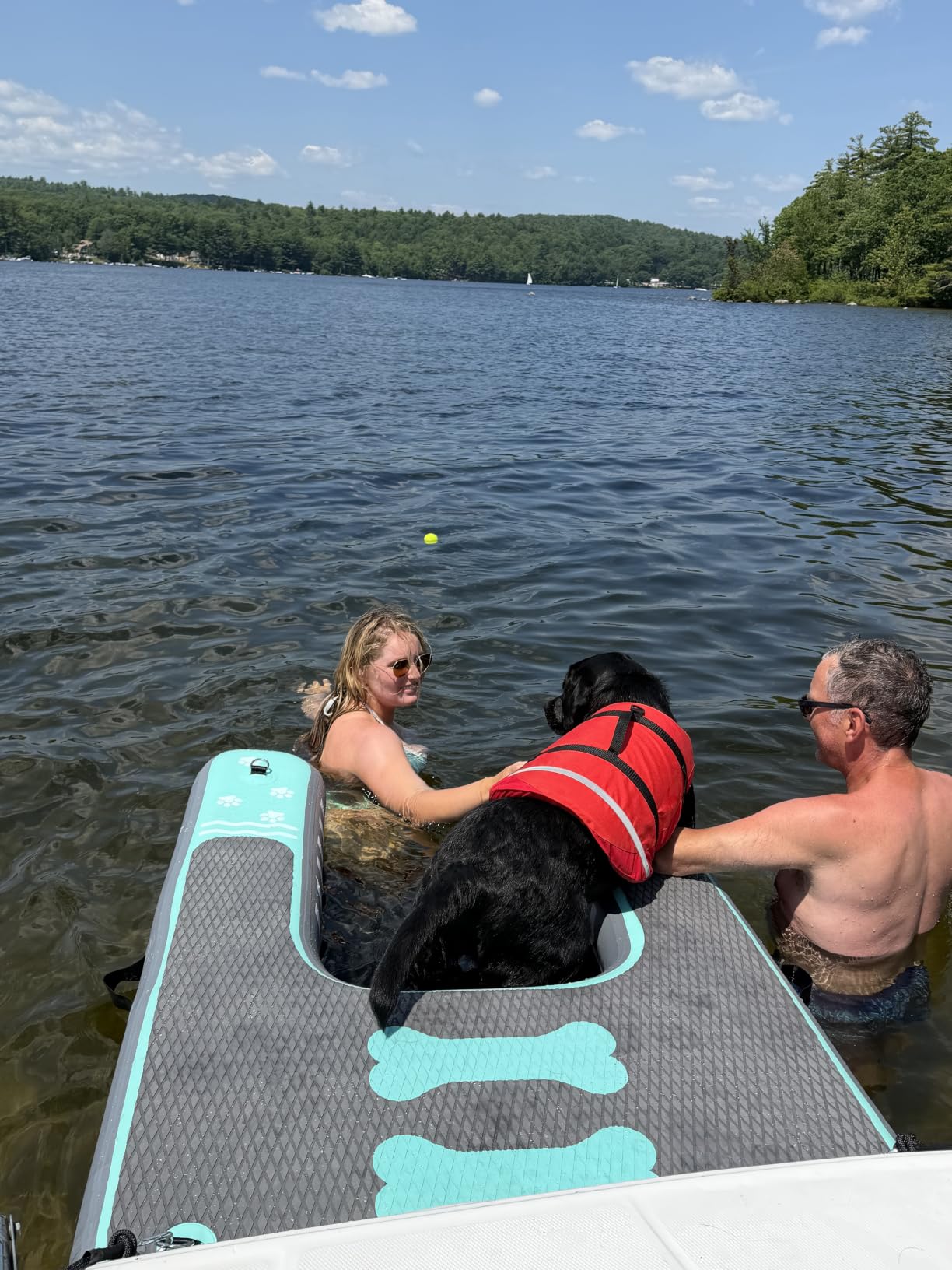 8x6ft Extra Large Inflatable Dog Dock & Boat Ramp for Multiple Large Dogs | 800 LBS Load Capacity, with Anti-Slip EVA Foam & Built-in Ice Bucket Compartment, Dog Water Ramp for Pool Boat Beach Blue customer photo 2