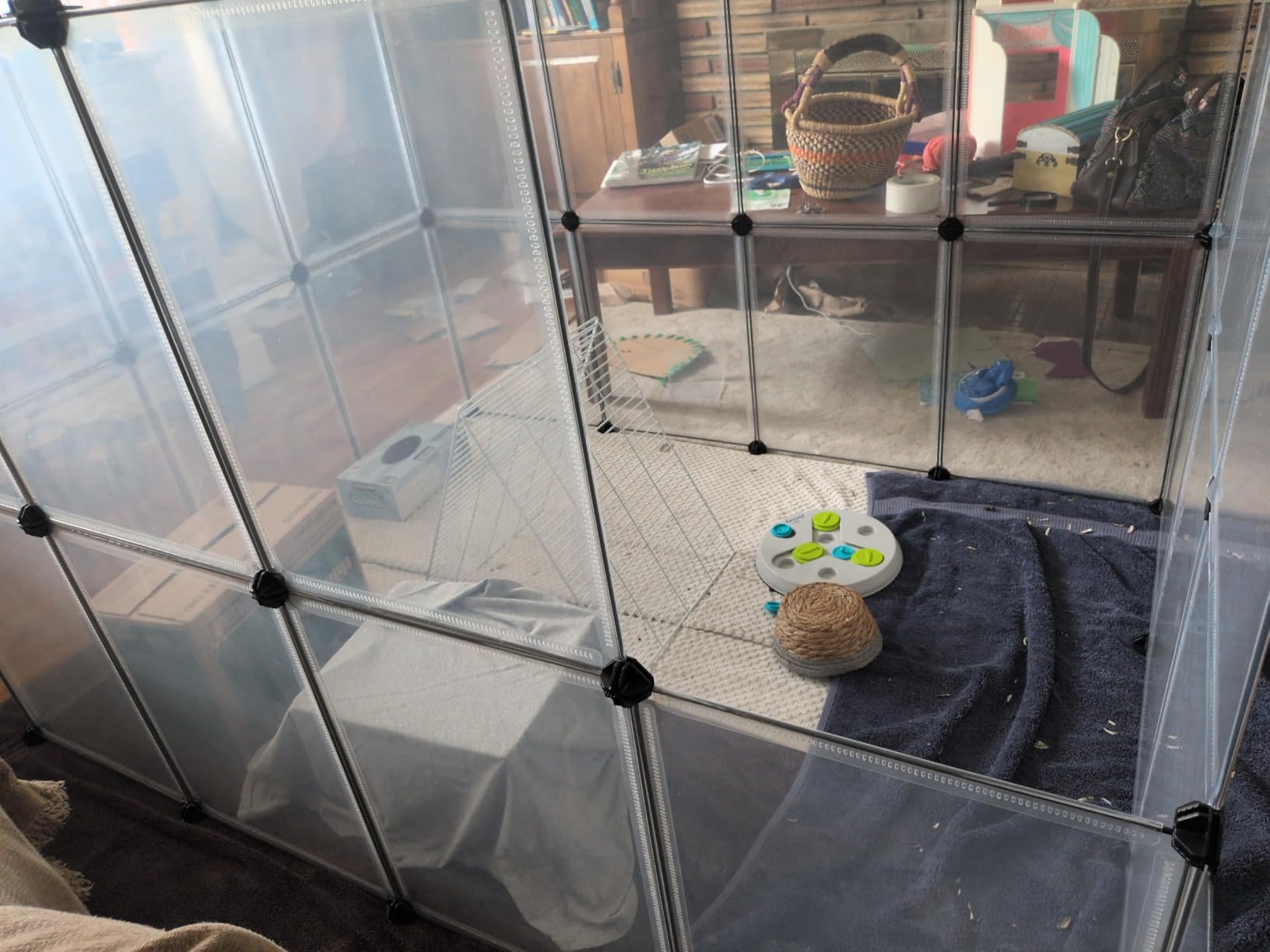 SONGMICS 2-Tier Guinea Pig Cage, Rabbit Cage, Small Animal Playpen with Waterproof Mat, Top and Side Door, 35 Panels, 36.6 x 24.8 x 24.2 Inches, Ink Black ULPI016BH01 customer photo 2