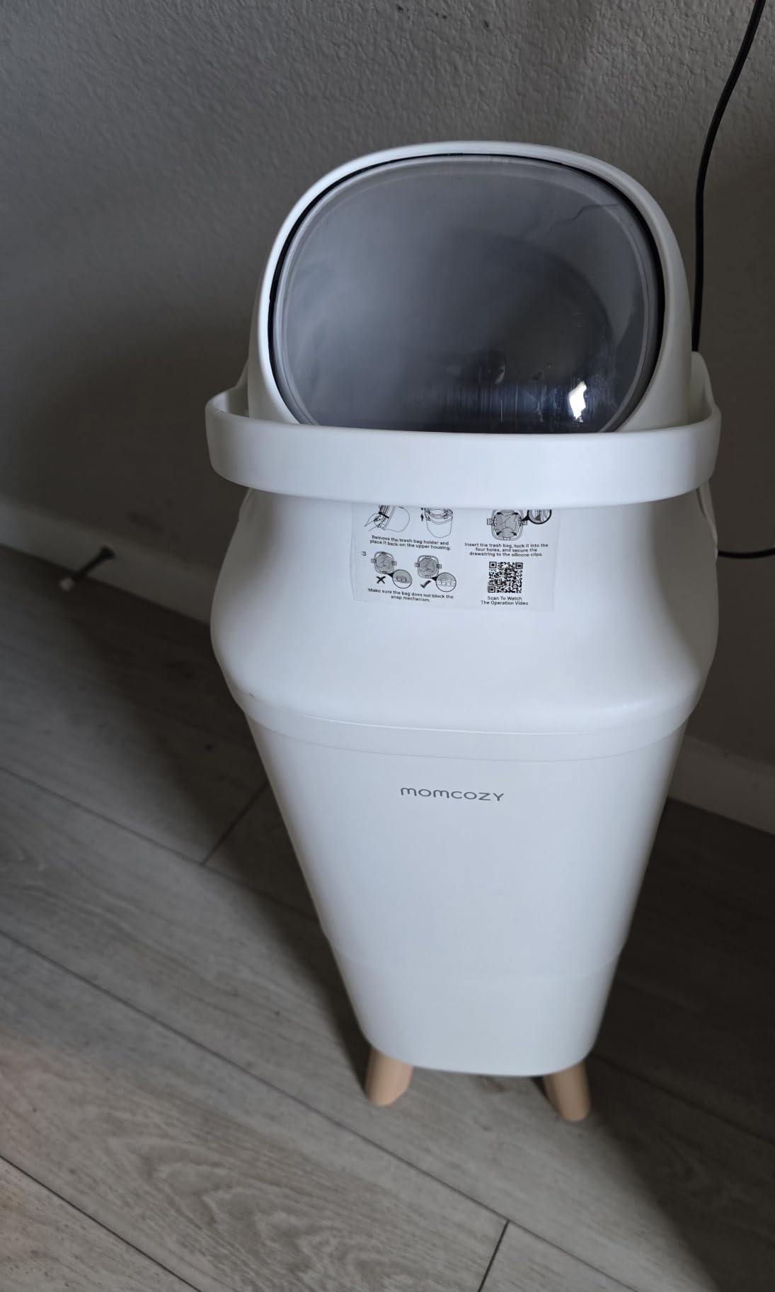 Momcozy Diaper Pail with Patented Triple-Seal Odor Control, Wide Opening, Ergonomic Height, Large Capacity with Viewing Window, Childproof Lock, Fits Standard Trash Bags customer photo 2