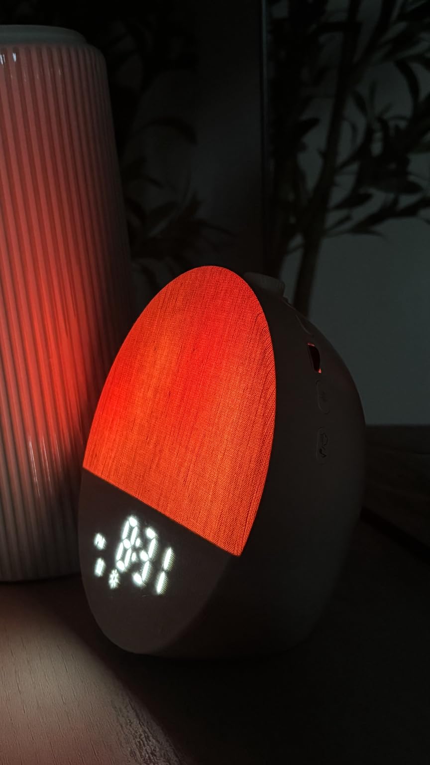 Geuuap Sunrise Alarm Clock, Natural Wake-Up Light White Noise Machine, 30 Soothing Sounds, 17 Dimmable lights, Dual Alarms, Bluetooth Speaker customer photo 1