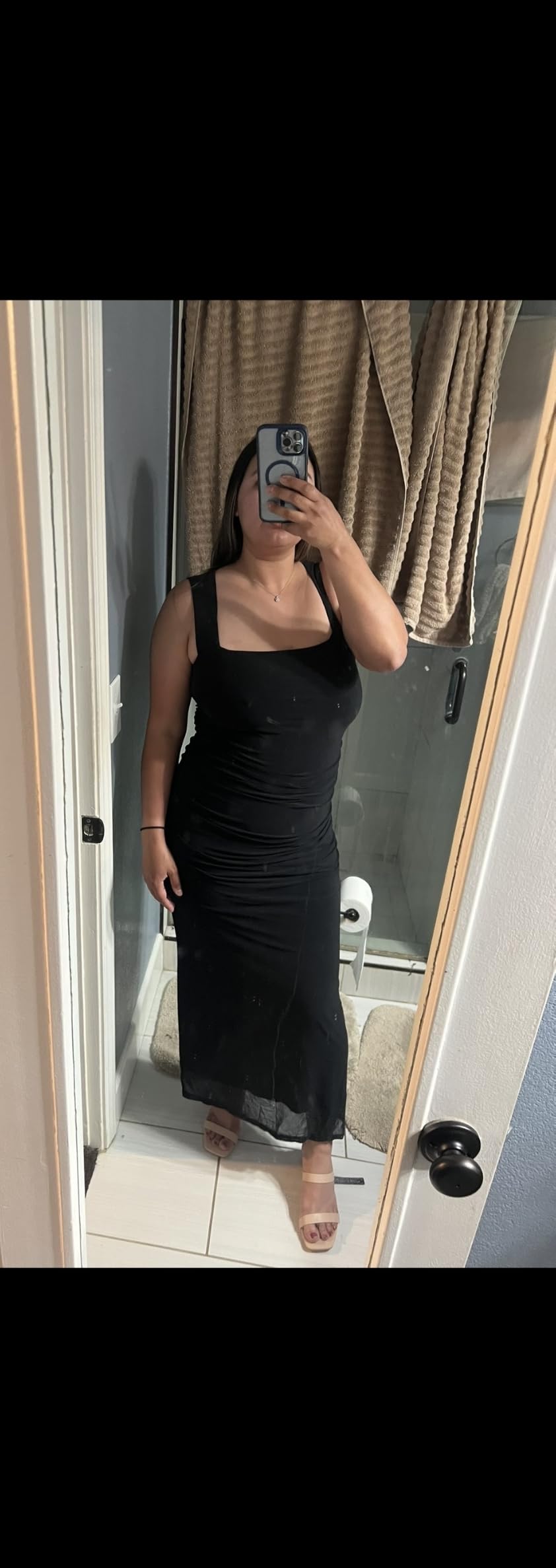 REORIA Summer Wedding Guest Maxi Dresses for Women | Sleeveless, Square Neck, Sheer Mesh, Ruched, Slim, Bodycon, Formal, Elegant Long Dress, Cocktail, Club Nightout, 2026 Trendy Clothes customer photo 2