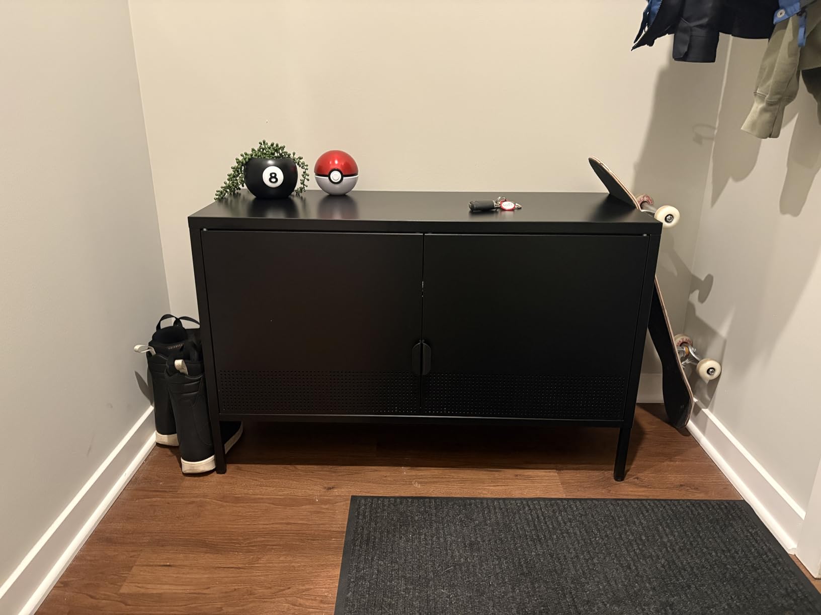 Metal Storage Cabinet, 2 Door TV Stand, Metal Mesh Accent Cabinet | Magnetic Door Closure, Low Storage Cabinets with Doors and Shelf for Home, Office, Living Room customer photo 1