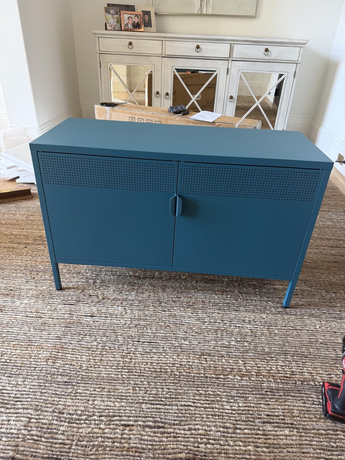 Metal Storage Cabinet, 2 Door TV Stand, Metal Mesh Accent Cabinet | Magnetic Door Closure, Low Storage Cabinets with Doors and Shelf for Home, Office, Living Room customer photo 2