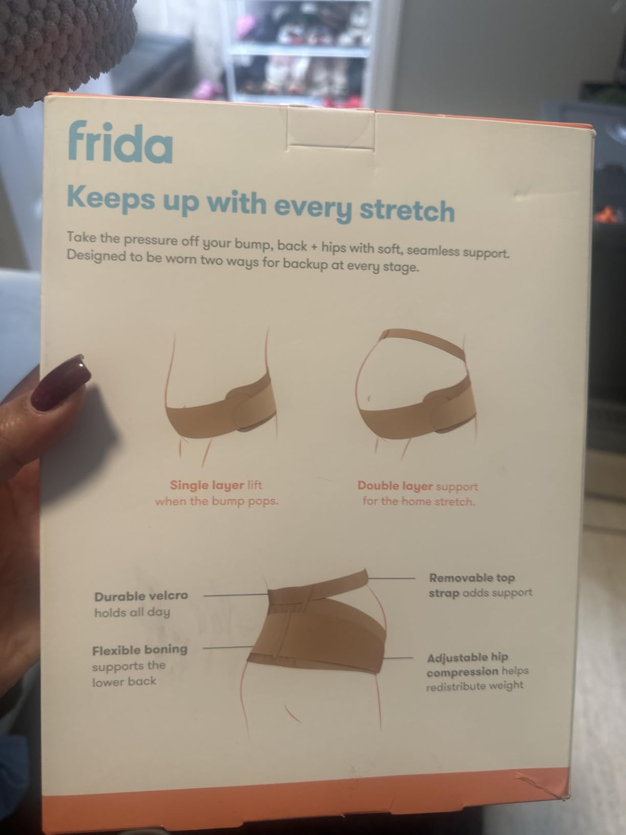 Frida Mom Dual Support Pregnancy Belly Band L/XL, Maternity Belly Band with Ultimate Support Back, Hip & Pelvic, Adjustable, Lightweight, Breathable & Comfy, Supports Bump as Baby Grows, Cocoa customer photo 1