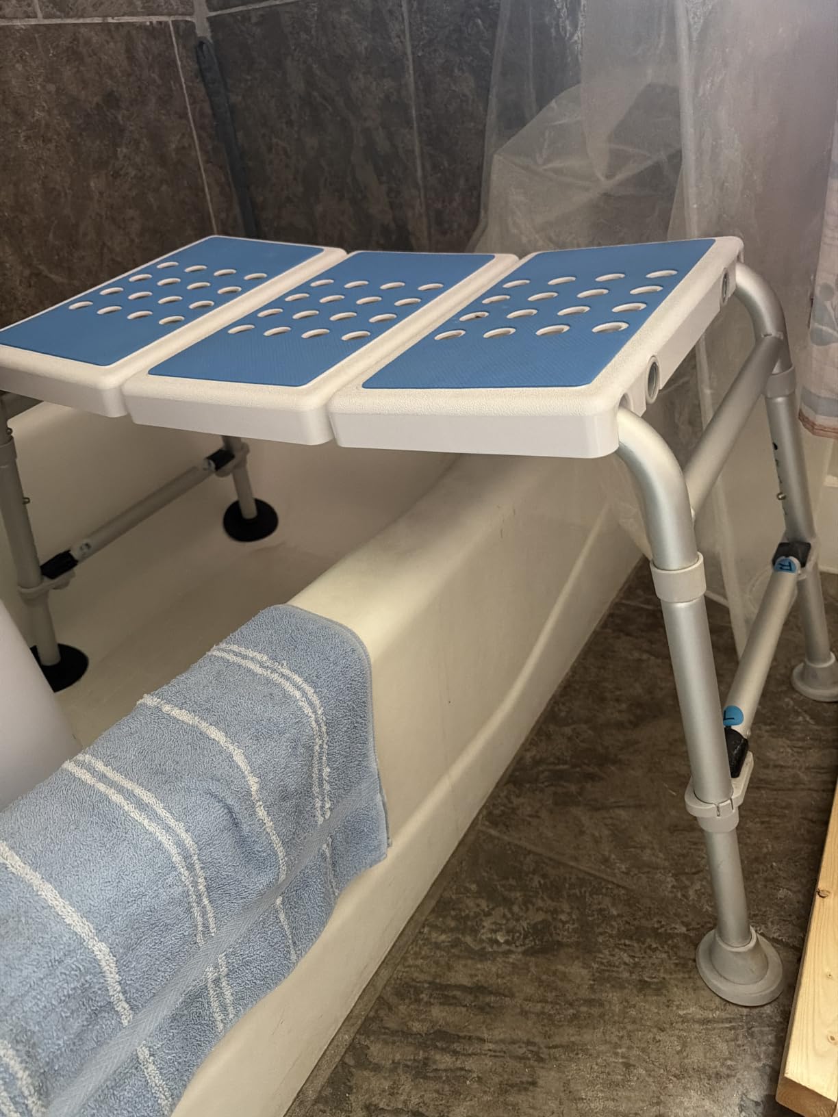 Bathtub Transfer Bench Shower 500 Lb Chair for Inside Tub Heavy-Duty Adjustable Width & Height with Extended Shower Seat and Reversible Backrest for Seniors, Elderly & Disabled customer photo 2