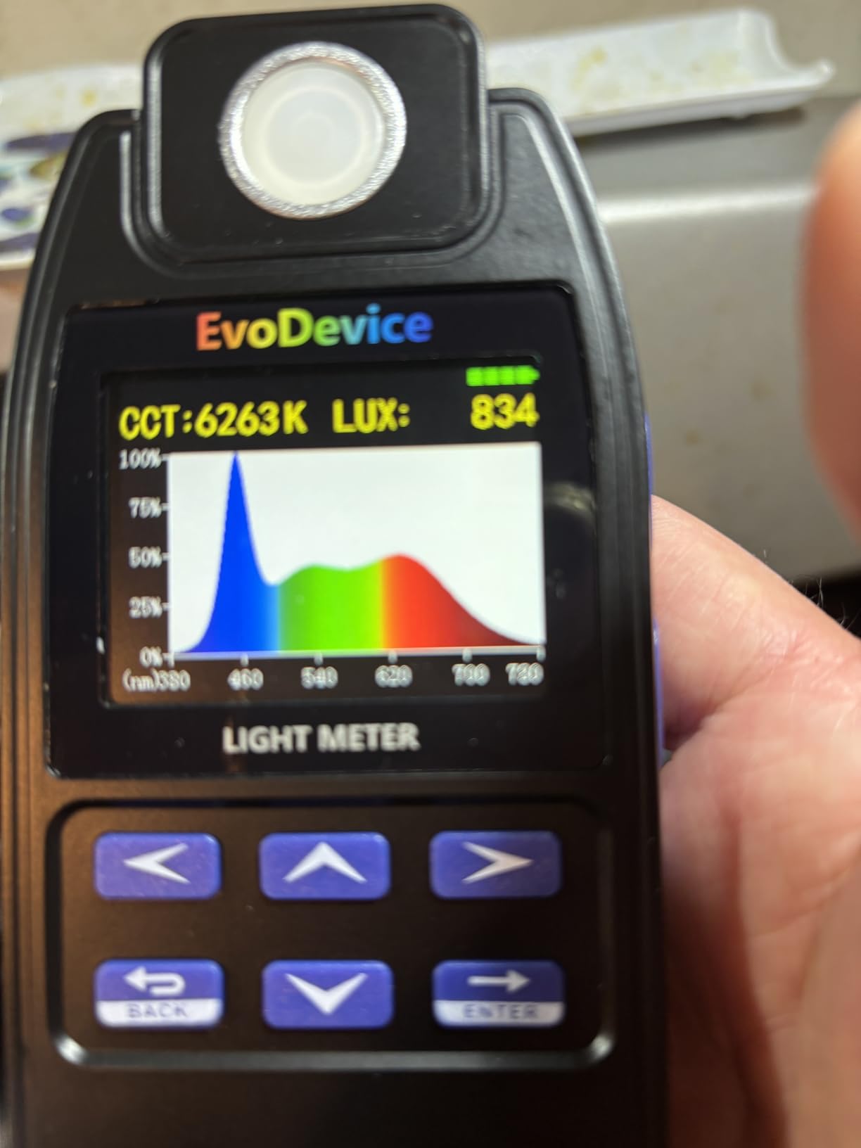 E130 Light Meter - Accurate Lux & Color Temperature (CCT) for Any Light Source, 99-Point Light Mapping, Hold Freeze, Spectrum Mode Accurate for 420/450nm White LEDs customer photo 2