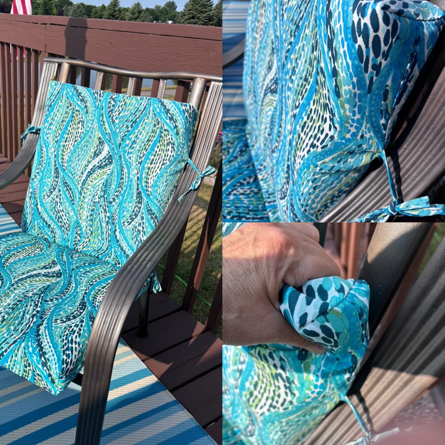 Arden Outdoor Dining Chair Cushion, 4-Pack, 20x44, Sapphire Blue | Rain-Proof Seat Pad, Fade-Resistant, Mold and Mildew Resistant customer photo 2