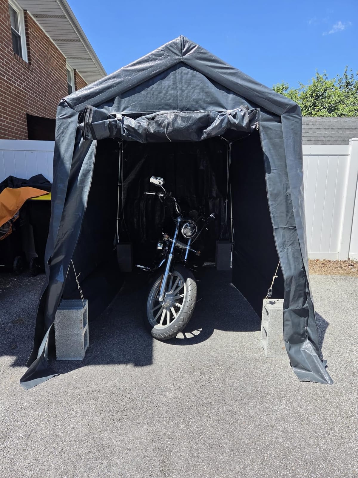 GarveeLife Portable Outdoor Storage Shed with Roll-Up Zipper Door & Vent, 240G Heavy-Duty Shelter Waterproof PE Tarp, UV-Resistant Carport for Motorcycle, Firewood, Tools (Gray, 6'x8') customer photo 2