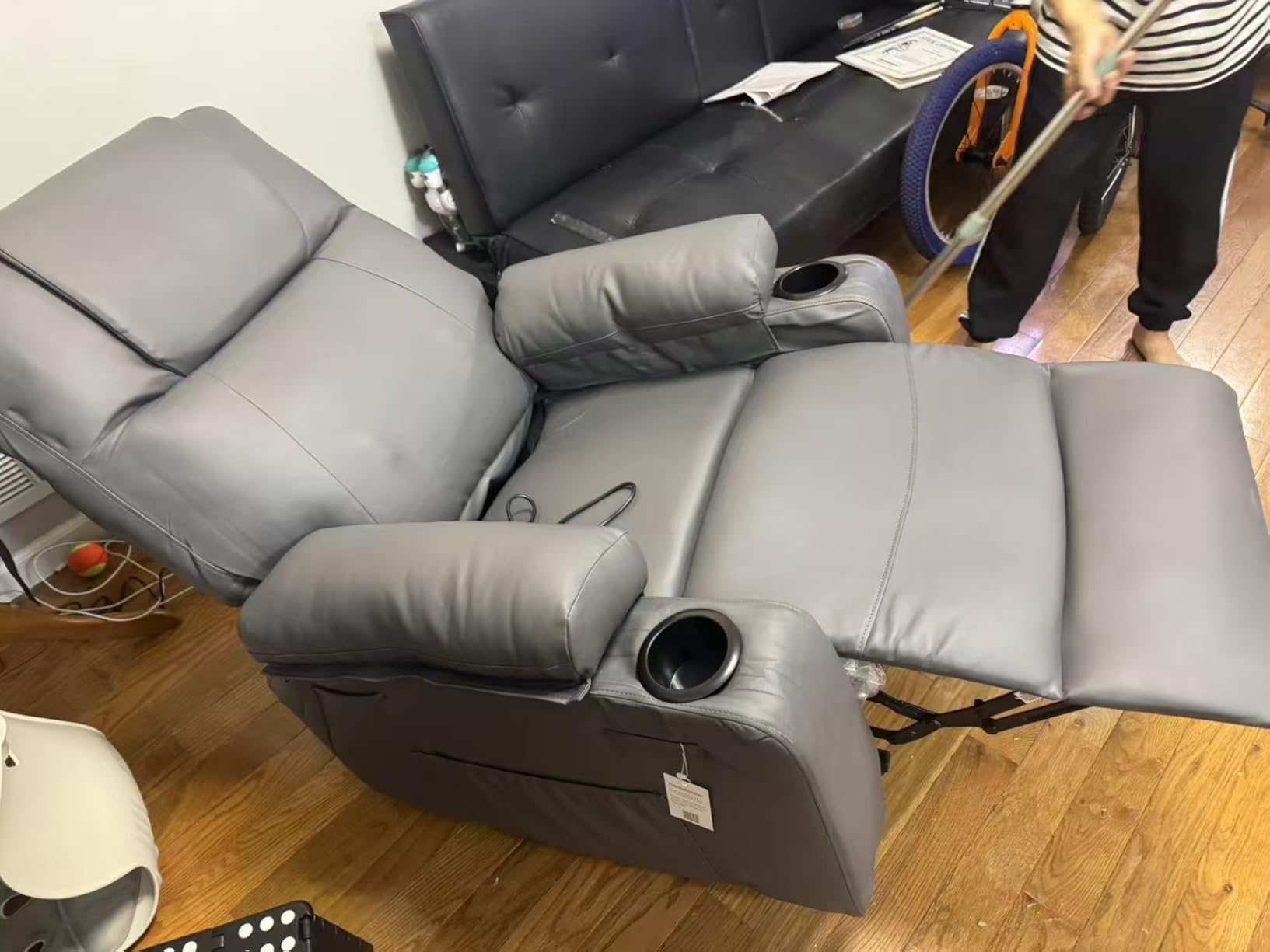 Leather Power Lift Recliner Chair for Elderly, with Massage & Heat | Electric Lifting Chair with Remote Stand Assist, Cup Holders, Reclining Sofa for Living Room, Bedroom, Small Spaces, Brown customer photo 2