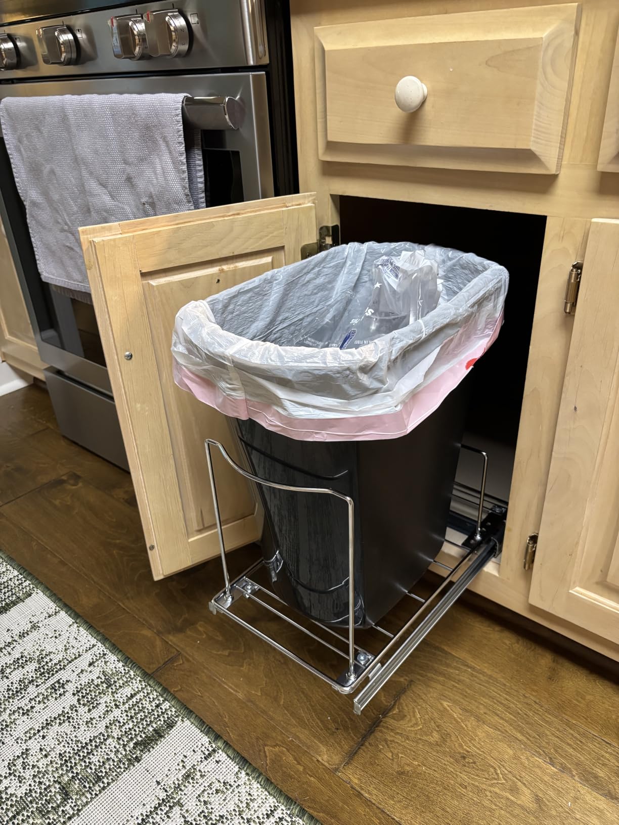 LYNK PROFESSIONAL Double Pull Out Trash Can Under Cabinet - Under Sink Trash Can Slider - Trash Can Slide Out Drawer - Sliding Pull Out for Kitchen Garbage Bin (Trash Cans Not Included) customer photo 1