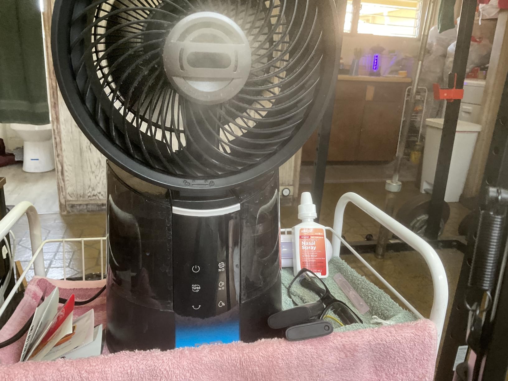 DREO TurboCool Misting Fan 516, 5°F Drop Cooling Fans that Blow Cold Air | 150°+30° Omni-directional Oscillating, Evaporative air cooler, 26 ft/s Wind, Ultrafine Mist, 20dB, 6 Speeds 2 Modes, Grey customer photo 1