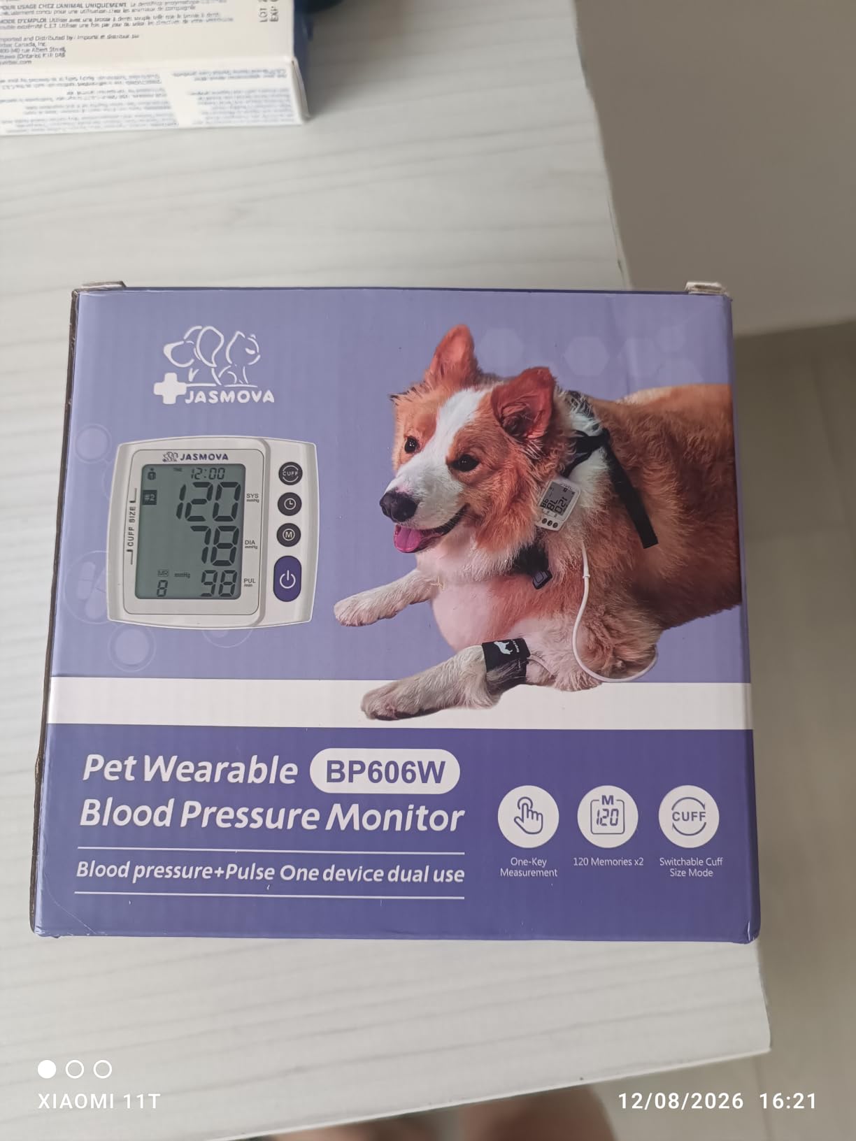 Wearable Pet Blood Pressure Monitor for Dogs & Cats, Oscillometric Home Monitoring Device with Adjustable Chest Strap, Multi-Size Cuffs, 240 Sets Memory for 2 Users, Large LCD Display customer photo 1