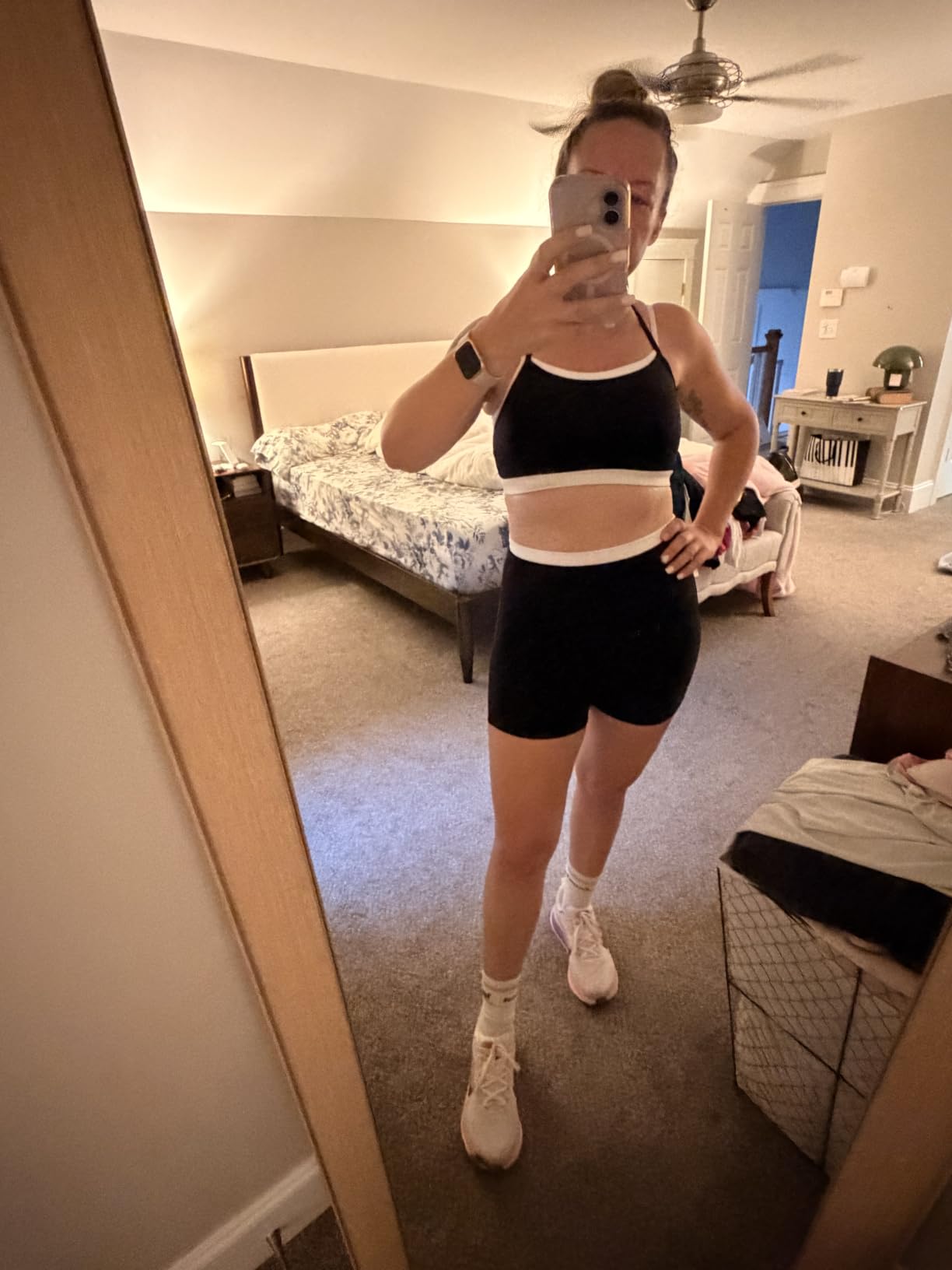 2 Pieces Workout Sets for Women,Seamless Athletic Short with Double Layer Sports Bra,Gym Matching Outfits customer photo 1