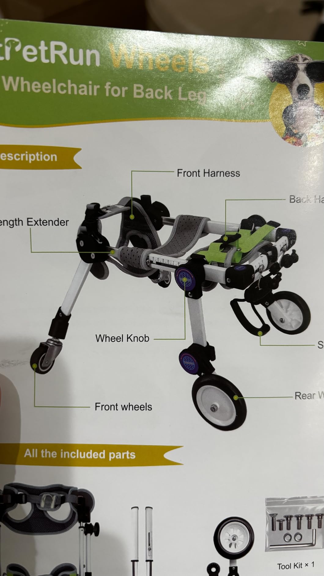 Dog Wheelchair 4 Wheels Adjustable, Full Body Support Dog Cart for Front & Rear Legs, Lightweight Mobility Aid for Small Dogs customer photo 2
