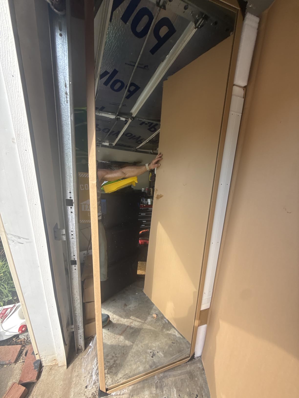 JUBEST 60''x80'' Mirror Closet Doors, One Side Sliding Closet Door with Hardware Kit, Interior Steel Frame Bypass Sliding Door for Closet, Easy to Install customer photo 2