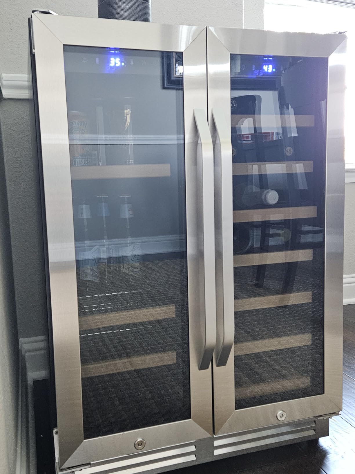 Velivi Commercial Beverage Refrigerator, Double Glass Door Display Cooler, Upright Drink Merchandiser with LED Lighting, Auto Closing Doors customer photo 2