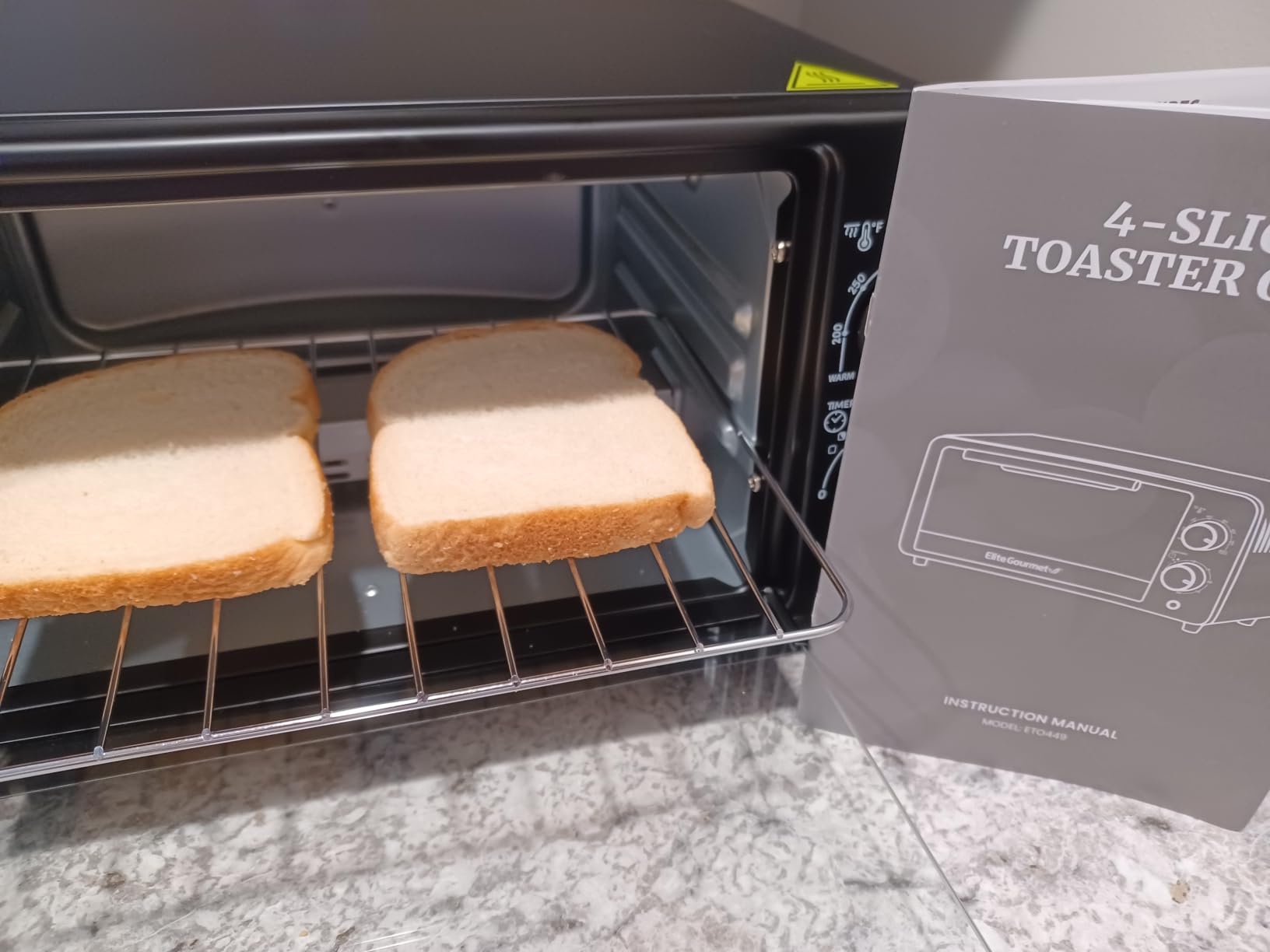 Elite Gourmet ETO449X Toaster Oven, 9.5Qt/4-Slice, 800W Quartz, compact mini design customer photo 2