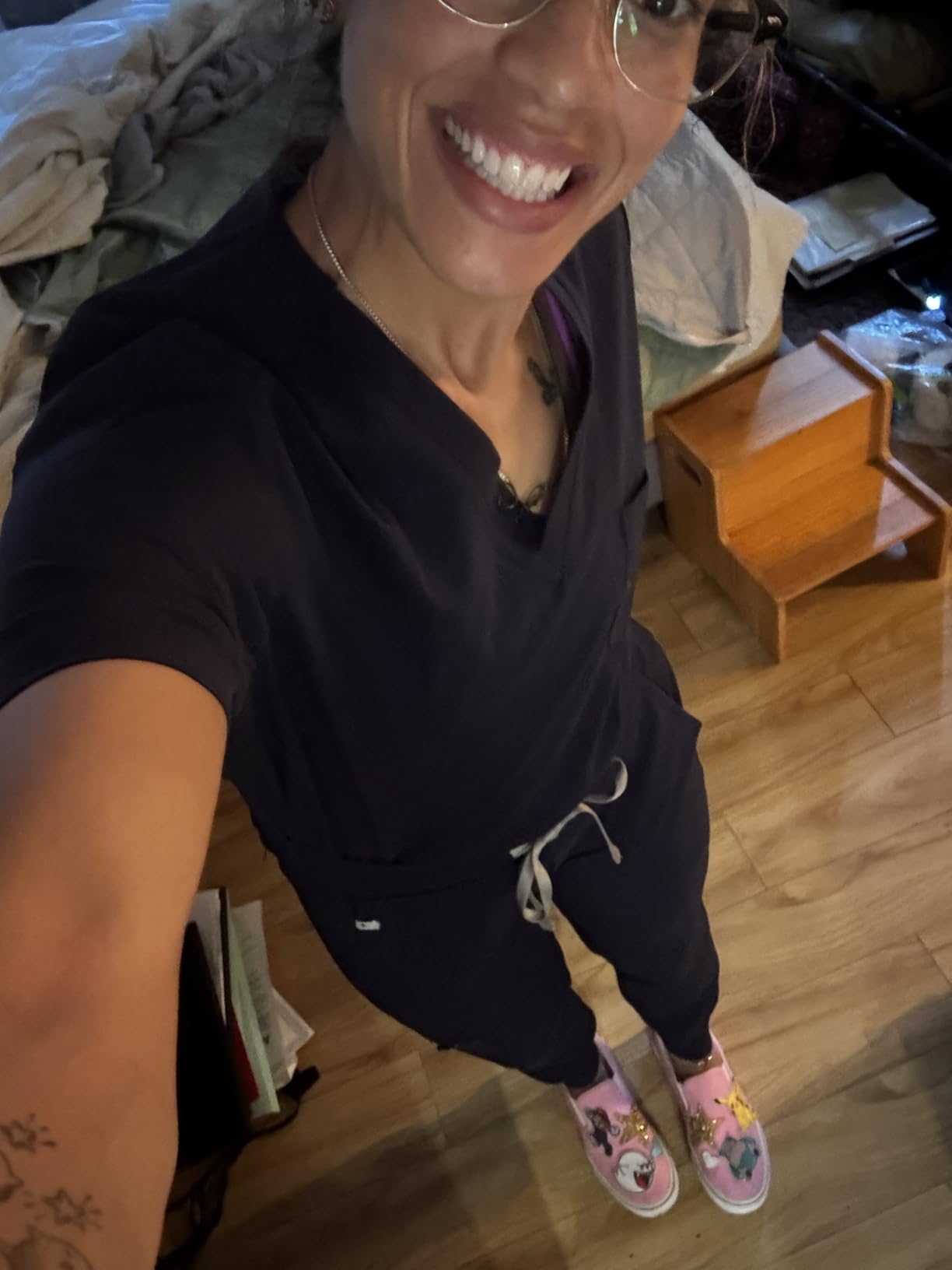 UnionMed Women's 4-Way Stretch Scrub Set V-Neck Top & 9-Pocket Yoga Joggers | 72% polyester, 21% rayon, 7% spandex fabric feels soft, breathable, quick-dry, and ready for demanding shifts customer photo 2