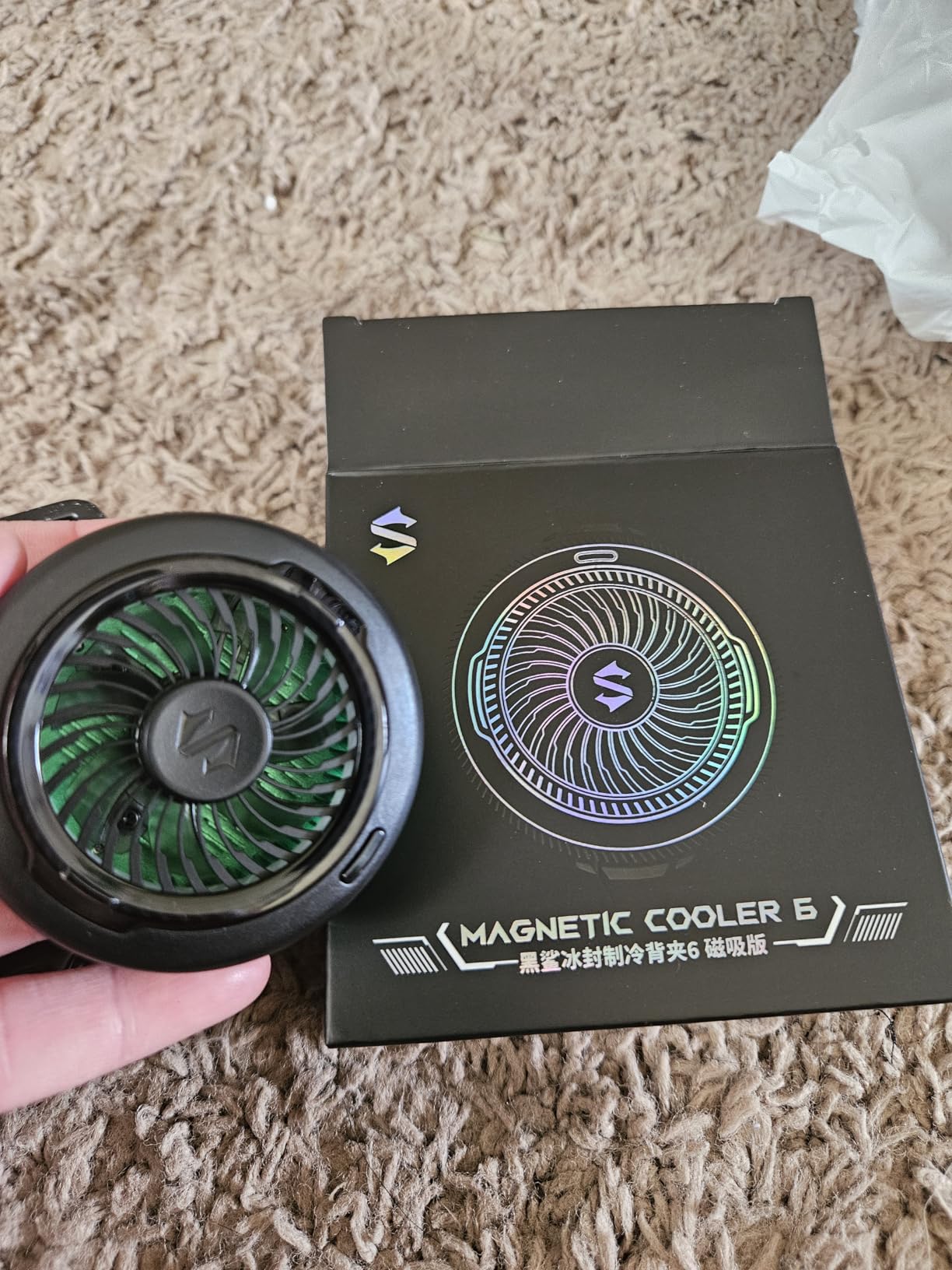 Black Shark FunCooler 6 Magnetic Cell Phone Cooler for Gaming, Portable Mobile Phone Cooling Fan with RGB Light, App-Controlled Cellphone Radiator for iPhone Magnetic Series/iPad (Black) customer photo 1