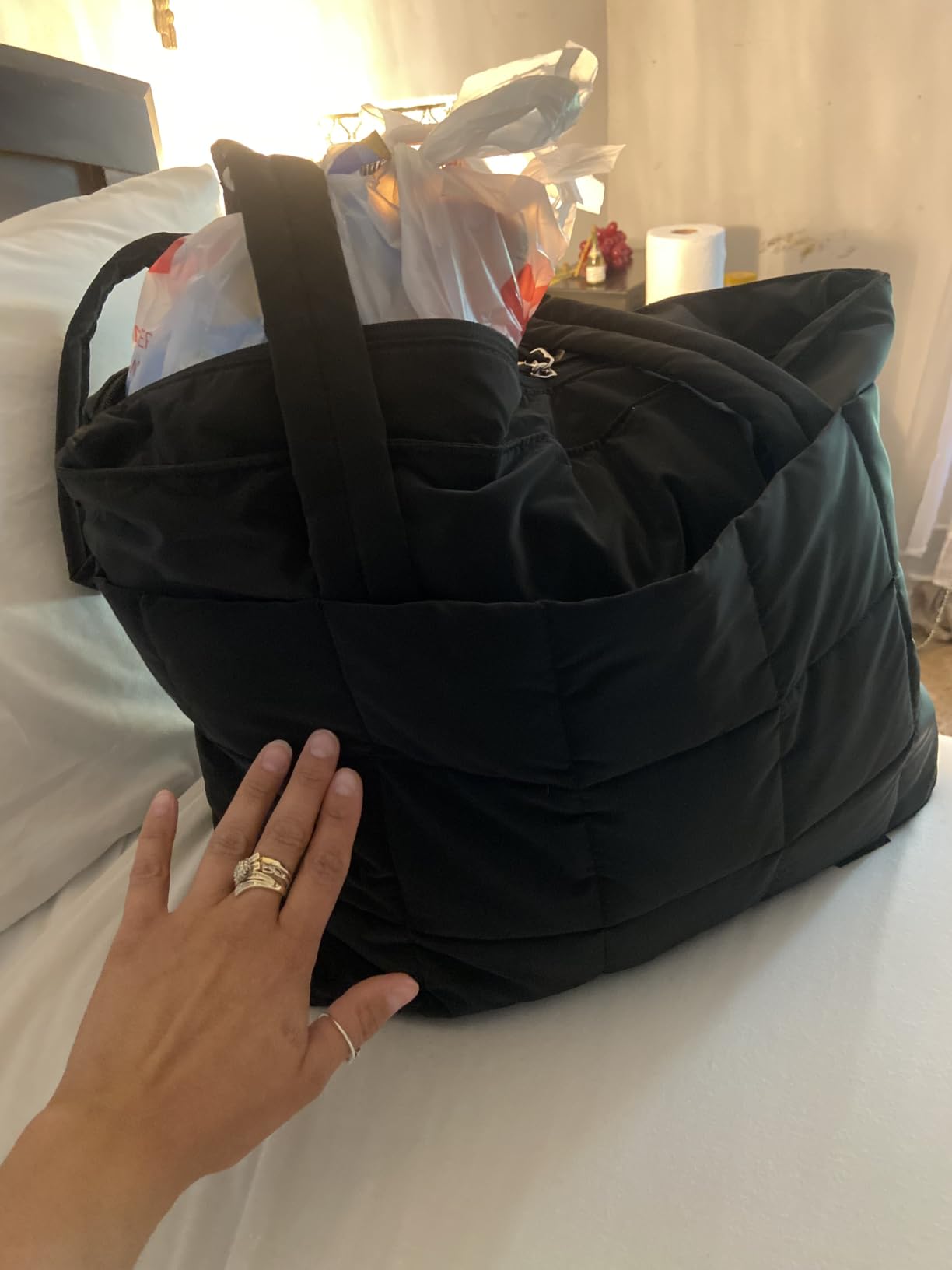 BAGSMART Expandable Tote Bag for Women, Puffer Work Tote Travel Bag customer photo 2