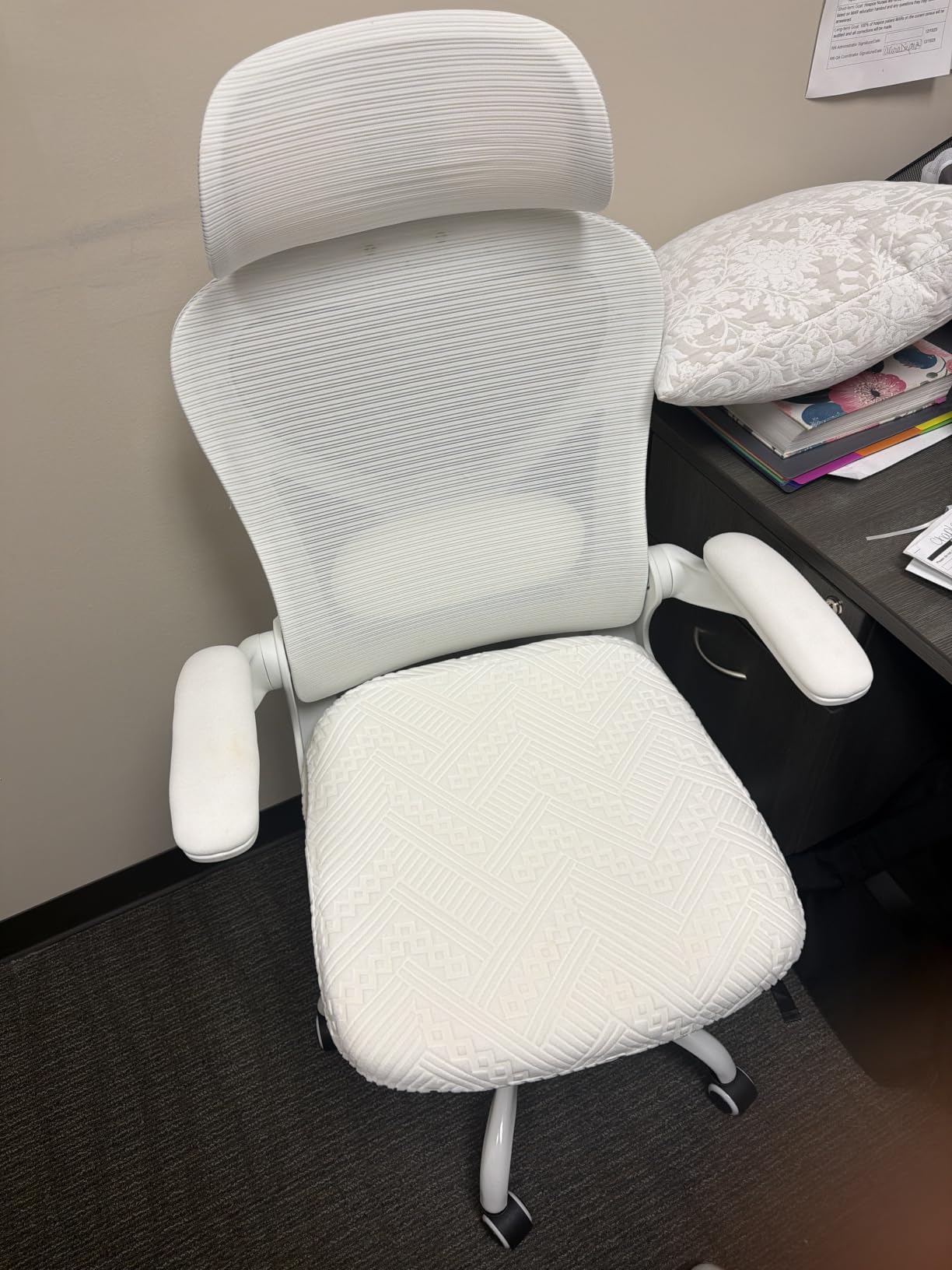 Home Office Desk Chairs, Ergonomic Office Chair with Lumbar Support & 3D Headrest, Computer Desk Chair with Flip-up Armrests, Perfect for Office or Study, Black/Silver customer photo 2