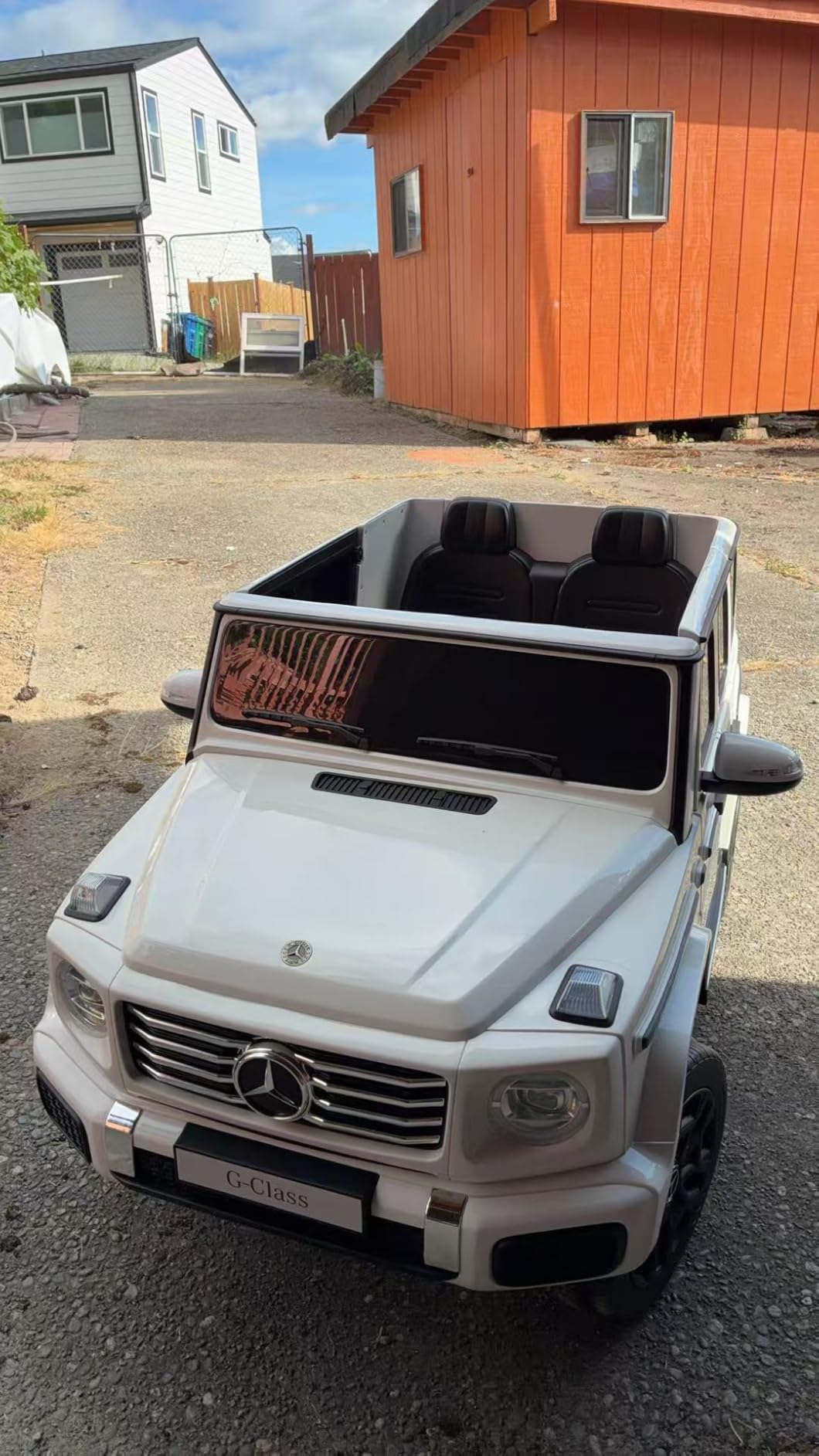 ELEMARA 2 Seater 24v Ride on Toys for Big Kids, Mercedes Benz G-Class G500 Kids Car, Toddler Electric Car w/Remote Control, Electric Vehicle to Drive, Bluetooth, Music& Horn, Low Battery Prompt, White customer photo 1