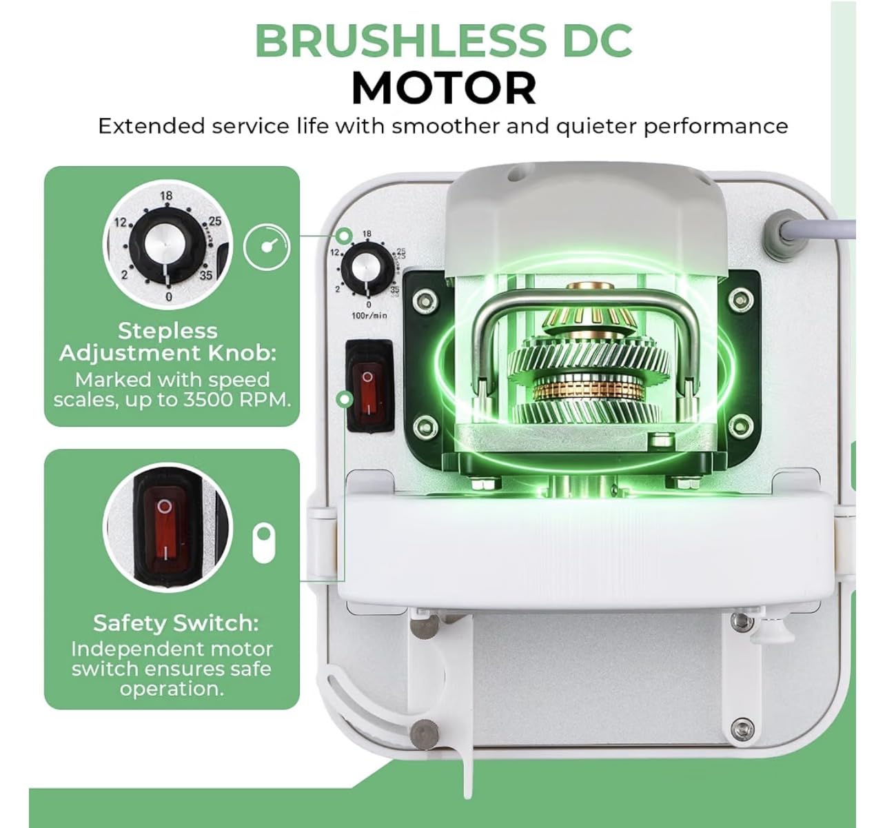 6'' Vertical Lapidary Machine 3500RPM Lapidary Equipment | 550W Variable Speed Cabbing Machine Gem Stone Rock Grinding and Polishing Machine Includes Accessory Kit customer photo 2