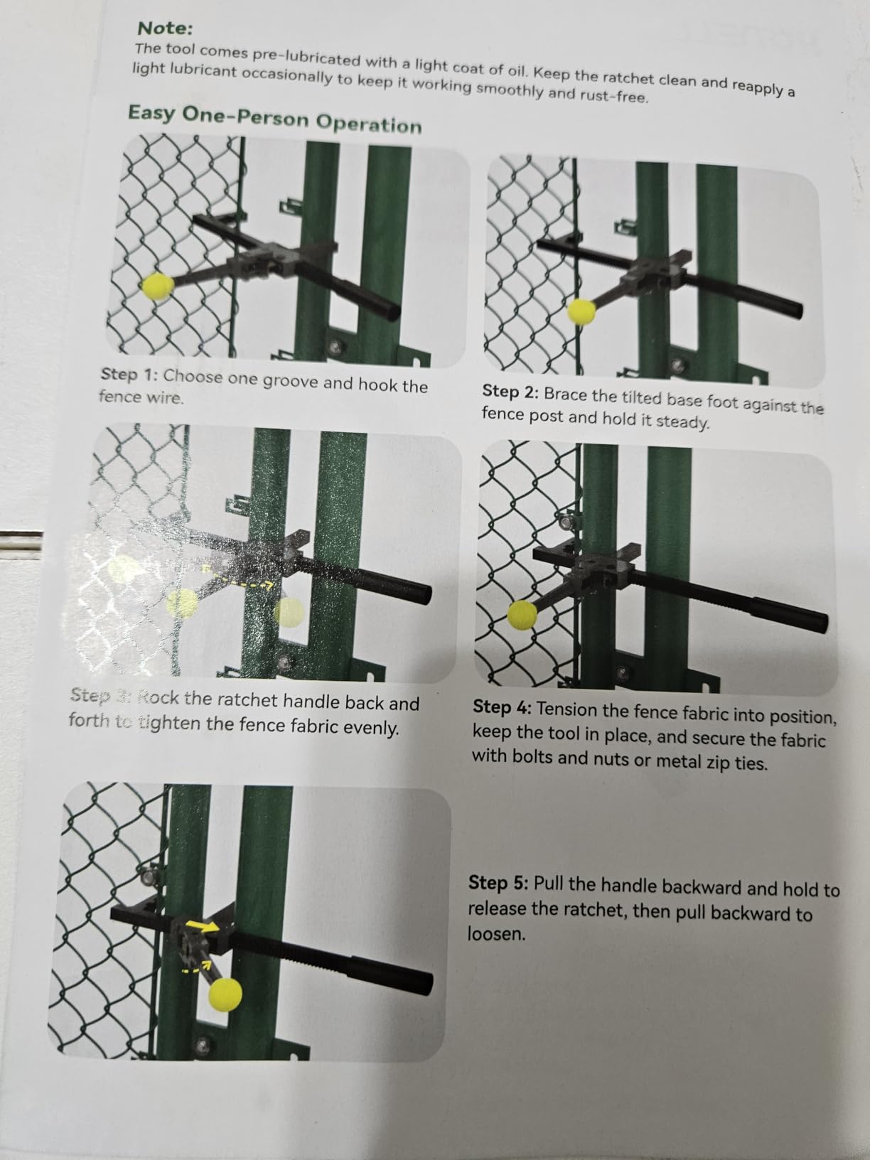 Chain Link Fence Stretcher, Wire Tensioner for Repair & Install | Extended Serrated Base & Dual-Groove Hook, Heavy Duty Ratchet Fence Puller Tightener, One-Person Use for Woven & Barbed Wire customer photo 1