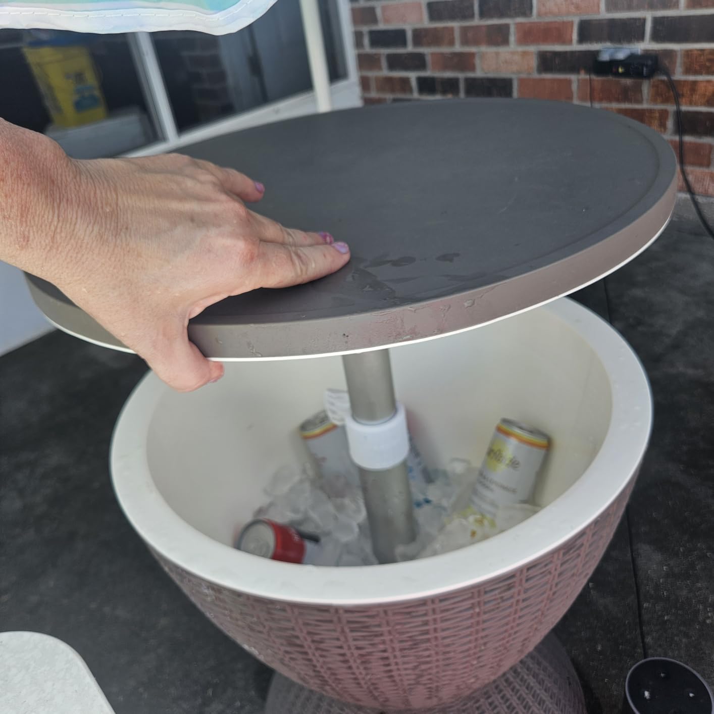 Outdoor Storage Cabinet, Patio Storage Table, Bar Table with Wheels, Outdoor Bar Cart for Patio, Poolside and Backyard, Classic Black customer photo 1