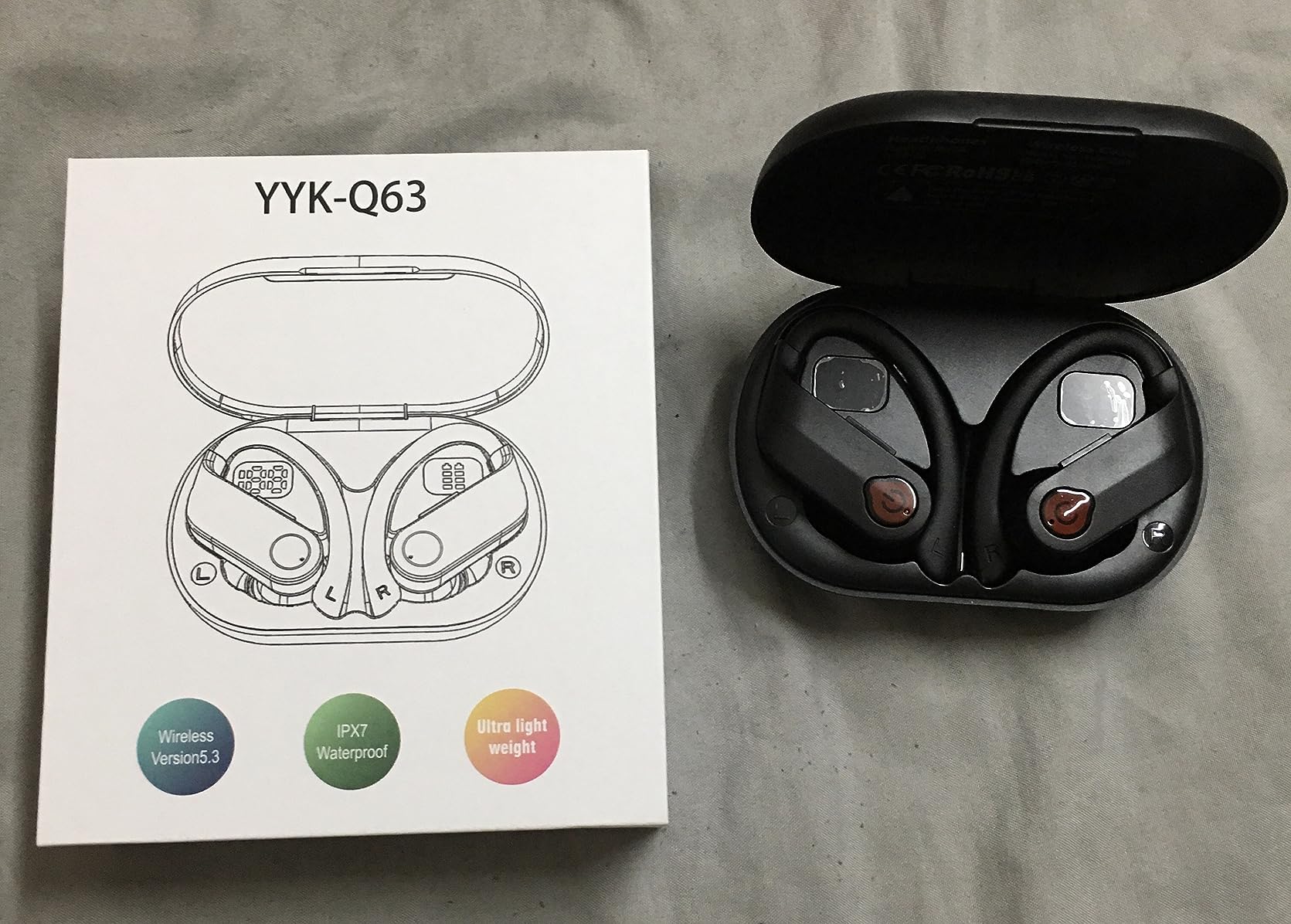 Bluetooth 6.1 Headphones True Wireless Earbuds 120hrs Playtime Wireless Charging Case, Digital Display Sports Ear Buds with Earhook Hi-Res Audio Clear Calls Earphones IPX7 Waterproof for Running Gym customer photo 1